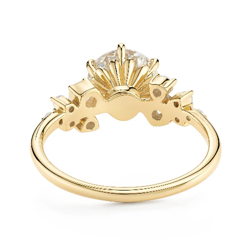Floral Style Round Moissanite Ring With Side Accents - Image 6