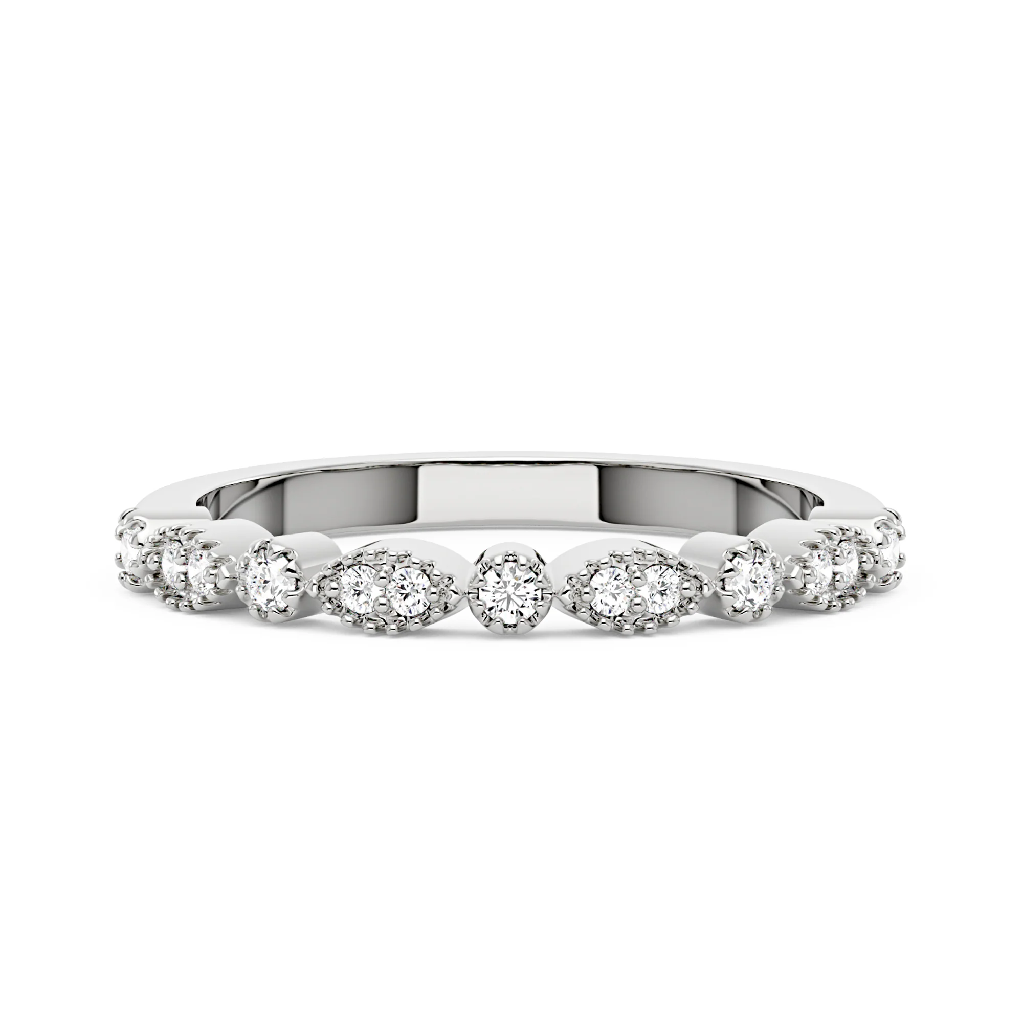 Nature Inspired Round Moissanite Half Eternity Band - Image 4