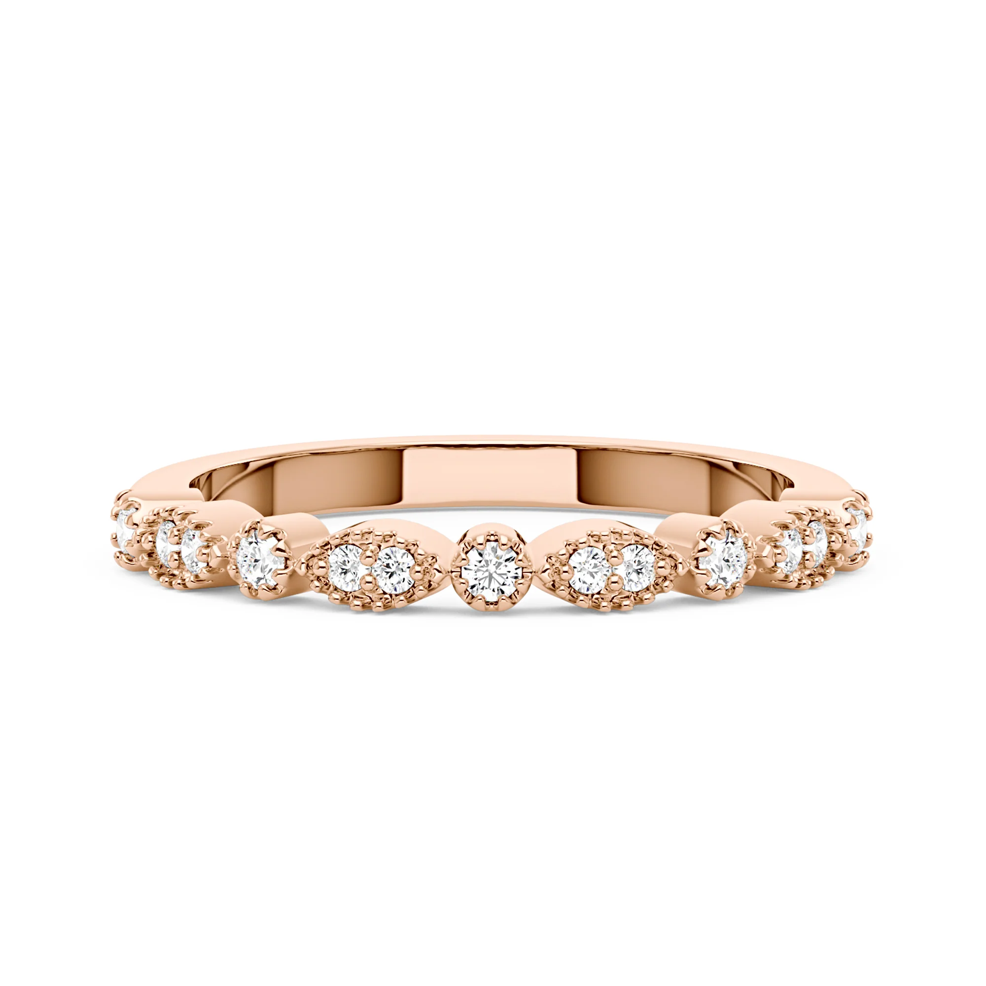Nature Inspired Round Moissanite Half Eternity Band - Image 7