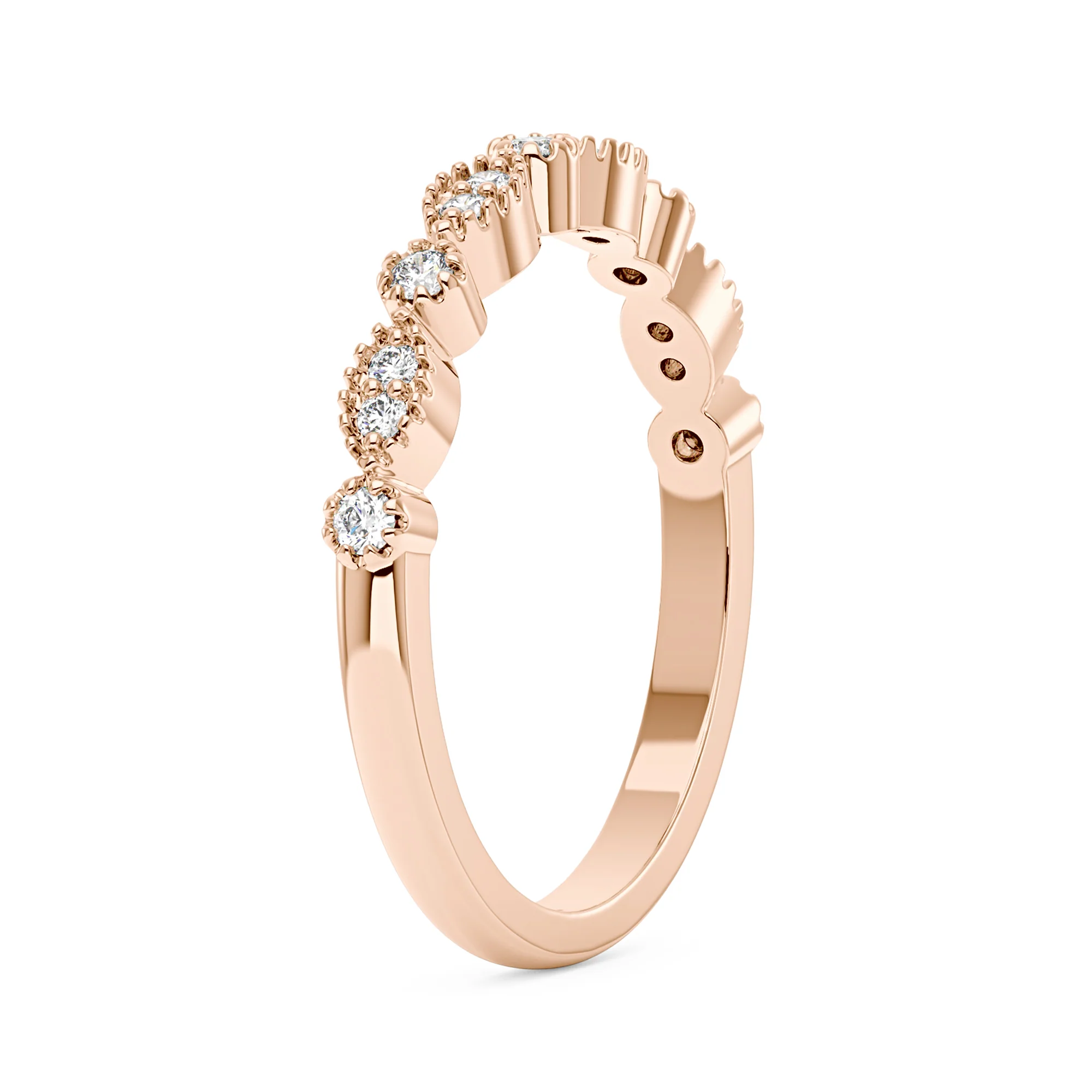 Nature Inspired Round Moissanite Half Eternity Band - Image 8