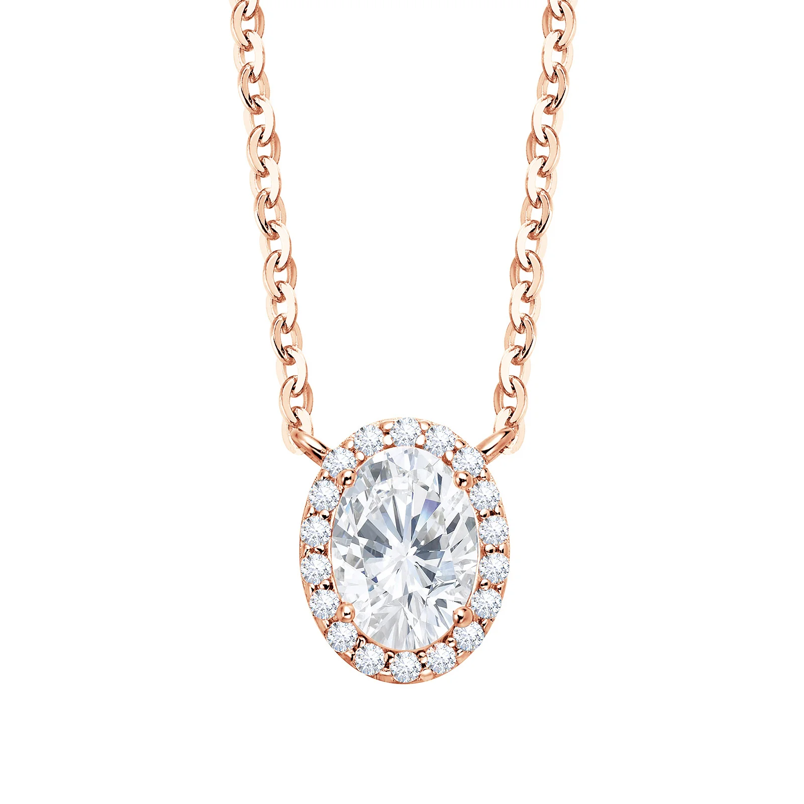 Halo Oval Moissanite Pendant Necklace - Image 3