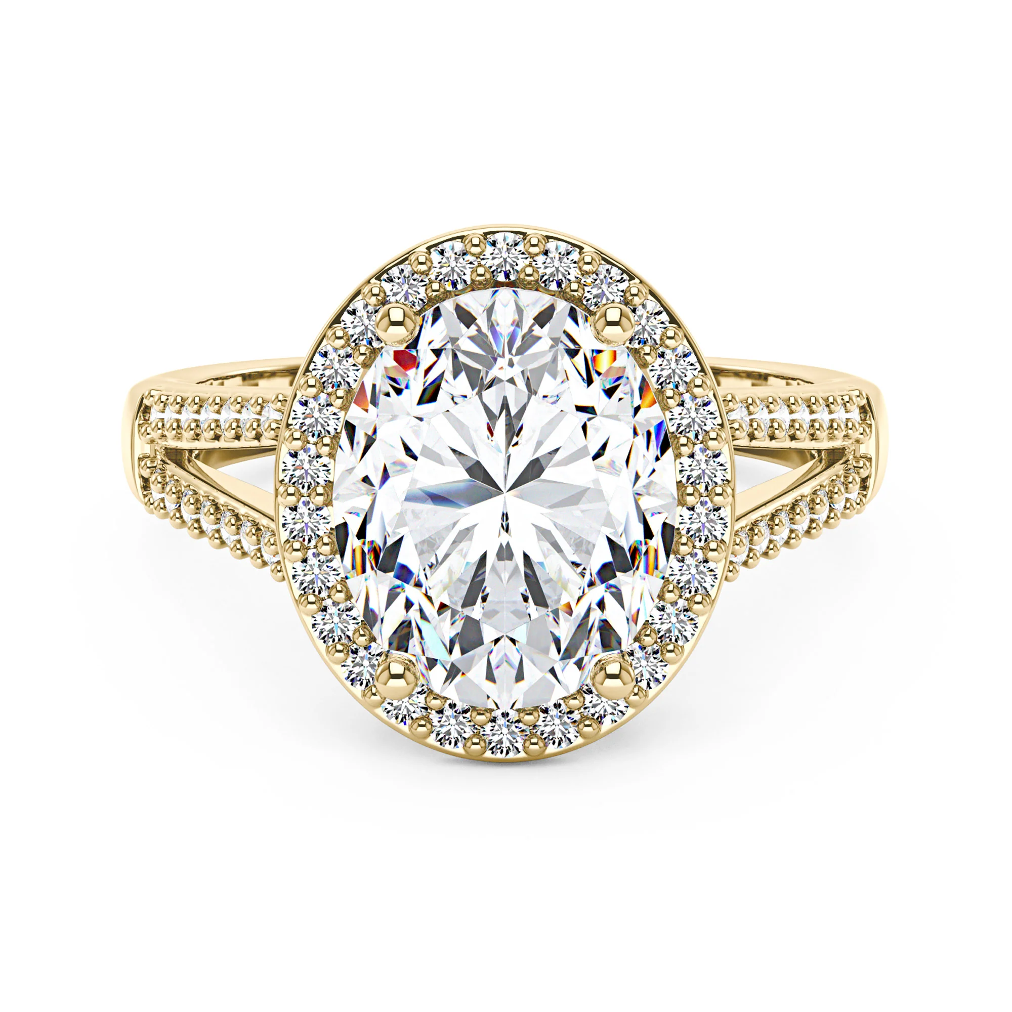Halo Moissanite Engagement Ring with Pavé Band - Image 4