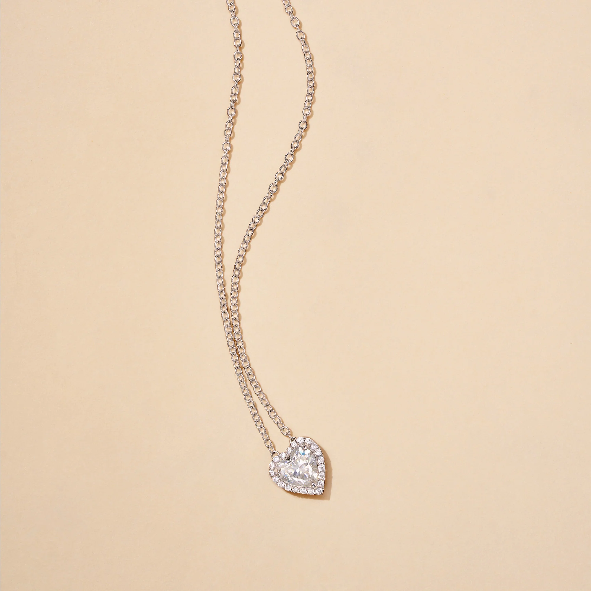 Heart Halo Moissanite Pendant Necklace - Image 10