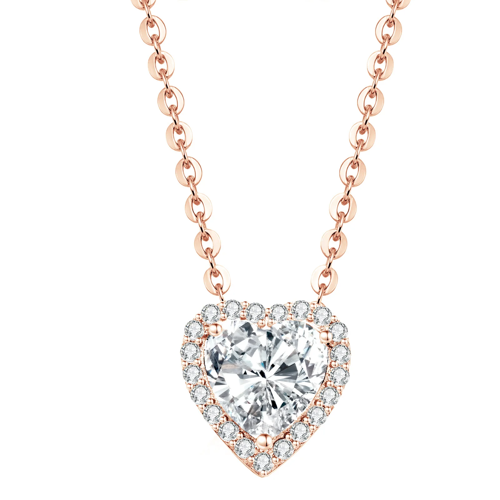 Heart Halo Moissanite Pendant Necklace - Image 3