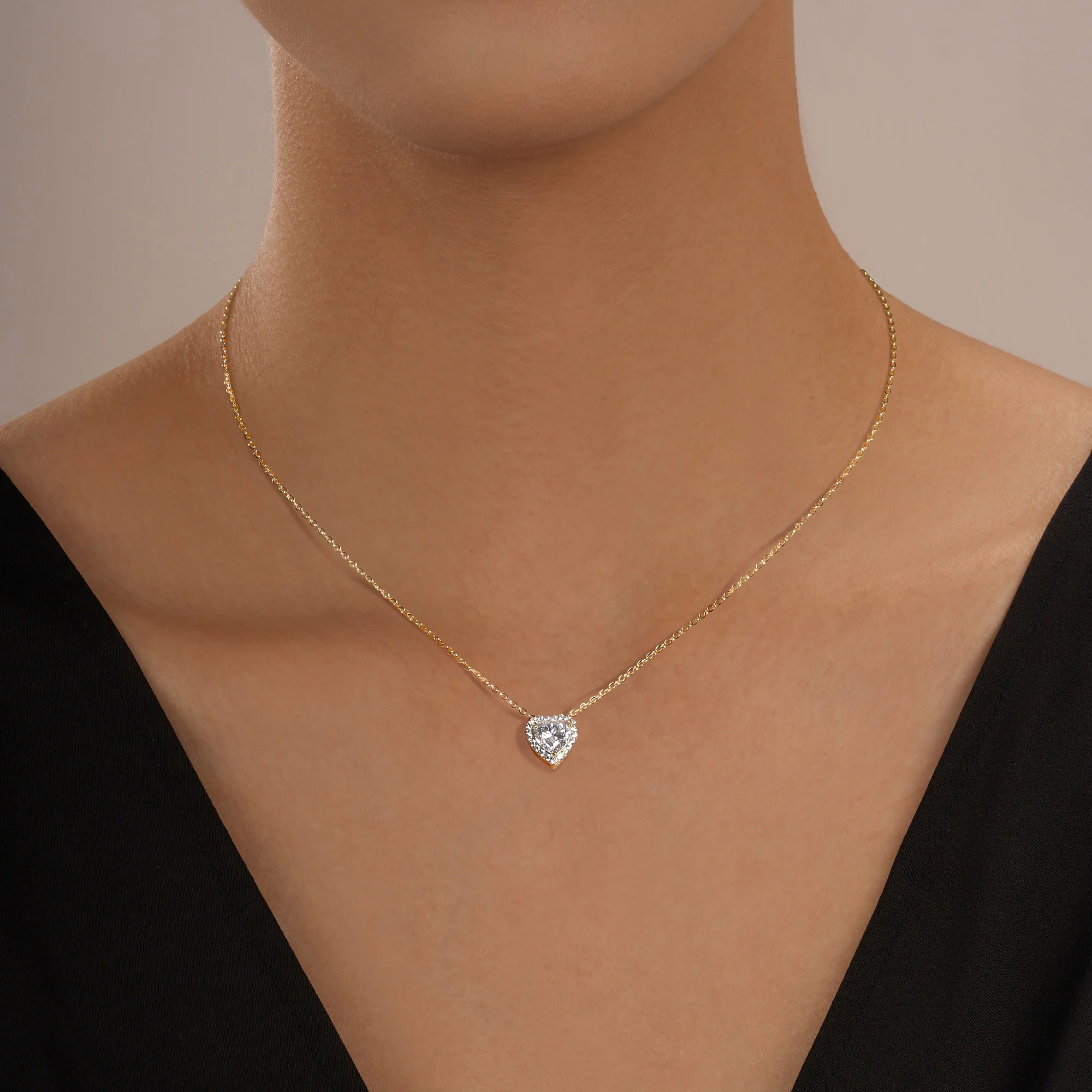 Heart Halo Moissanite Pendant Necklace - Image 5