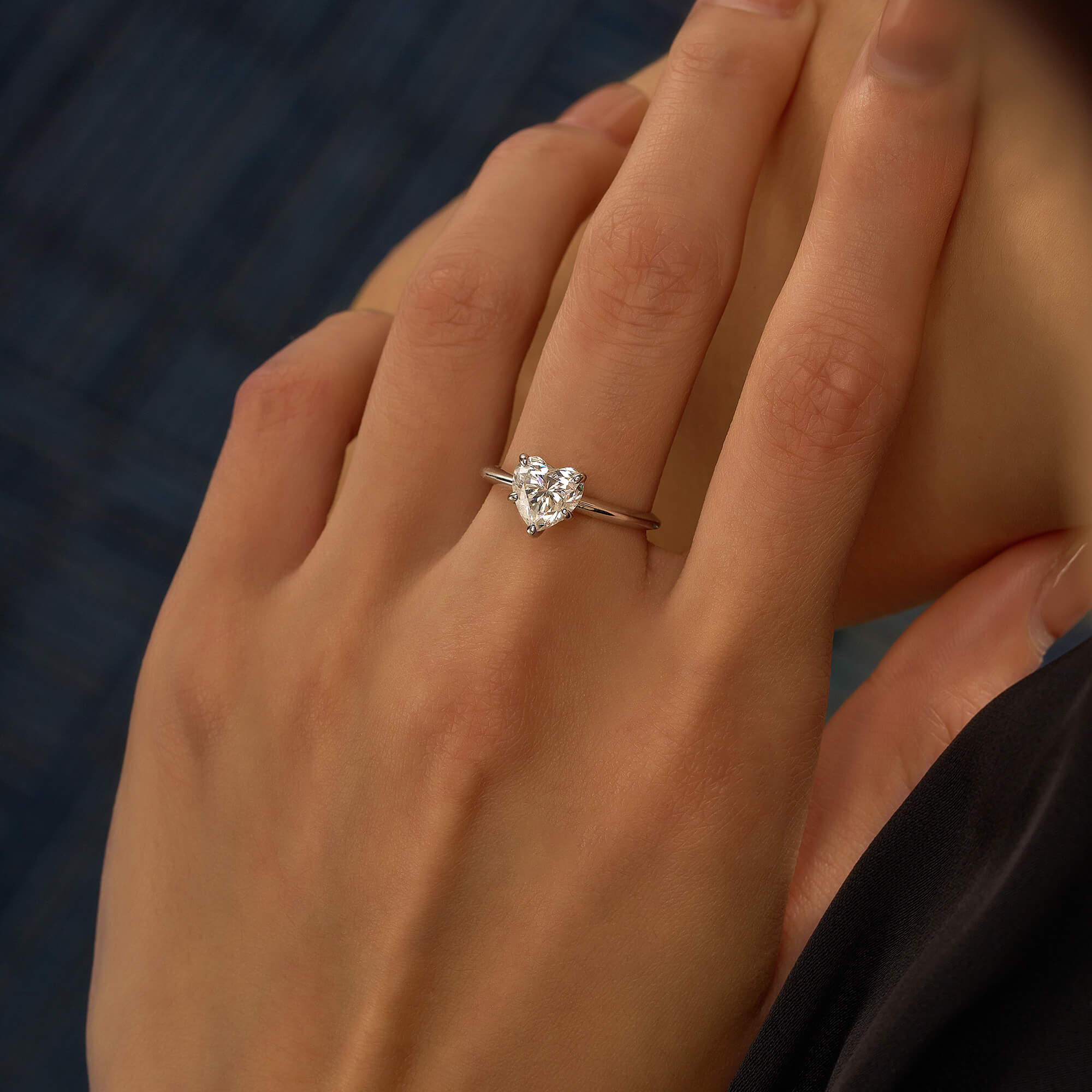 Heart Shaped Moissanite Solitaire Ring - Image 11