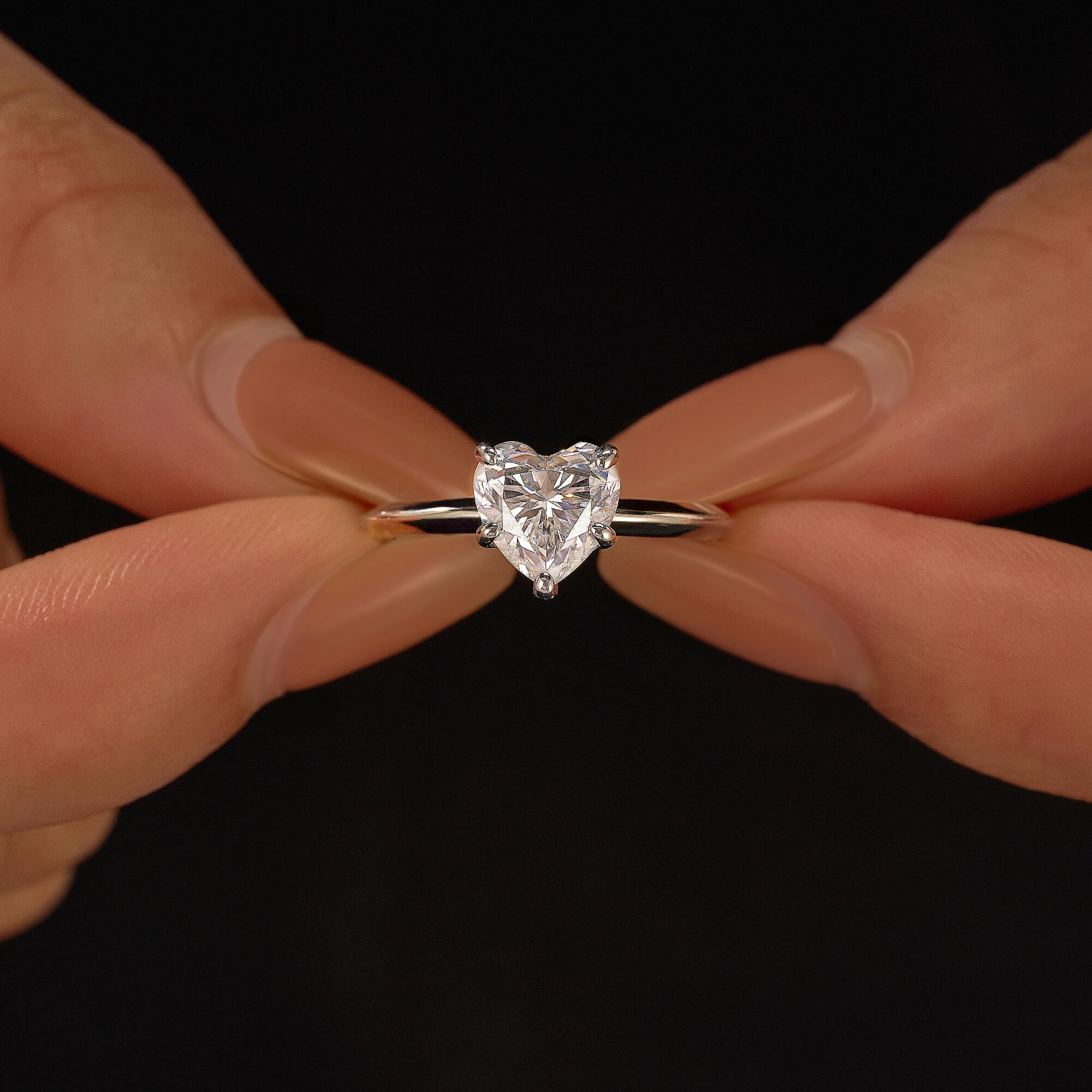 Heart Shaped Moissanite Solitaire Ring - Image 14