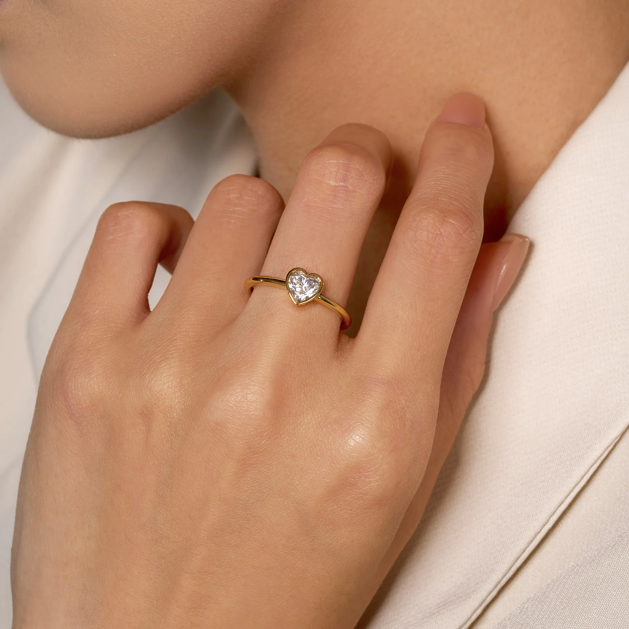 Heart-Shaped Moissanite Bezel Ring - Image 11