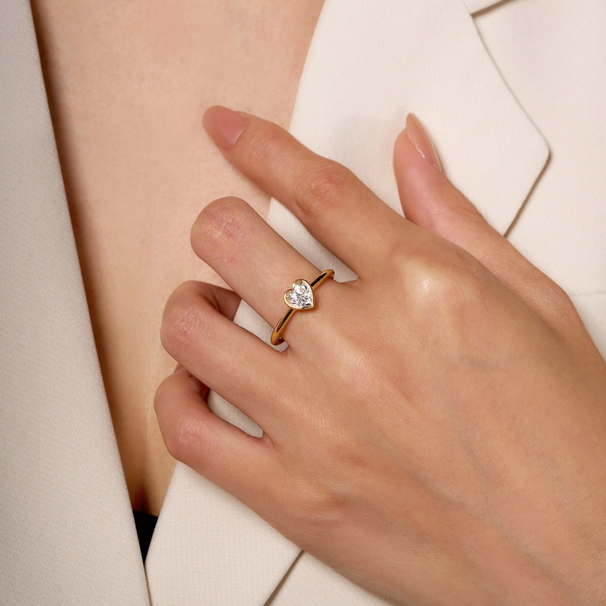 Heart-Shaped Moissanite Bezel Ring - Image 12