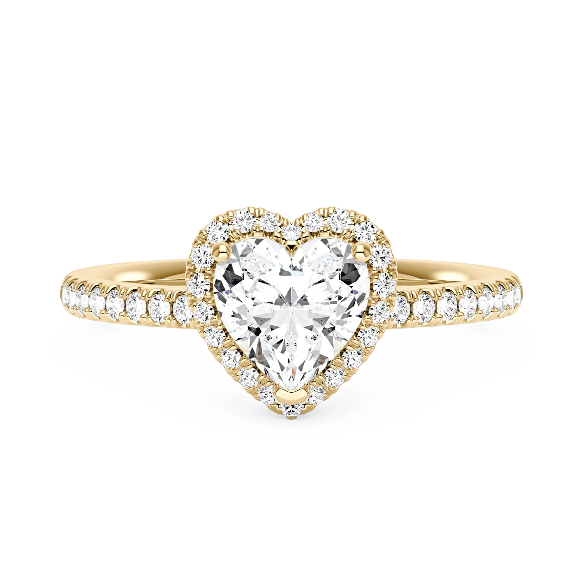 Heart Moissanite Halo Ring with Pavé Band - Image 4