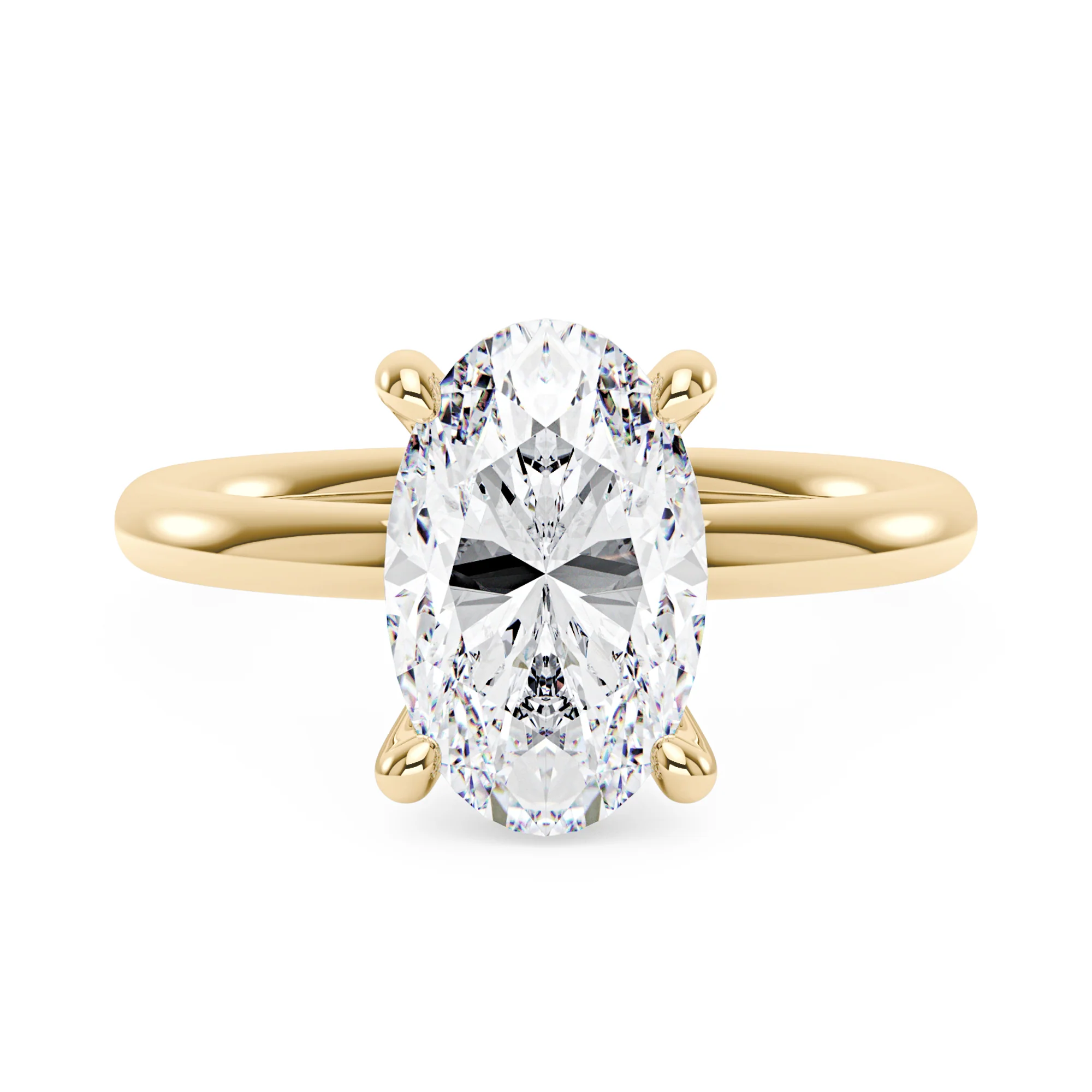 Hidden Halo Crushed Oval Moissanite Engagement Ring