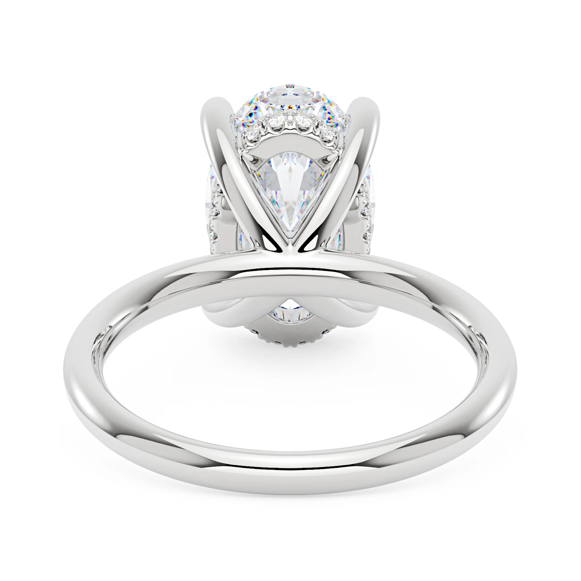 Hidden Halo Crushed Oval Moissanite Engagement Ring - Image 6