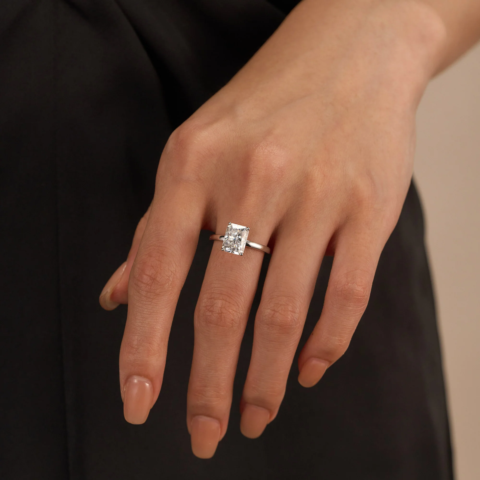 Hidden Halo Radiant Engagement Ring - Image 11