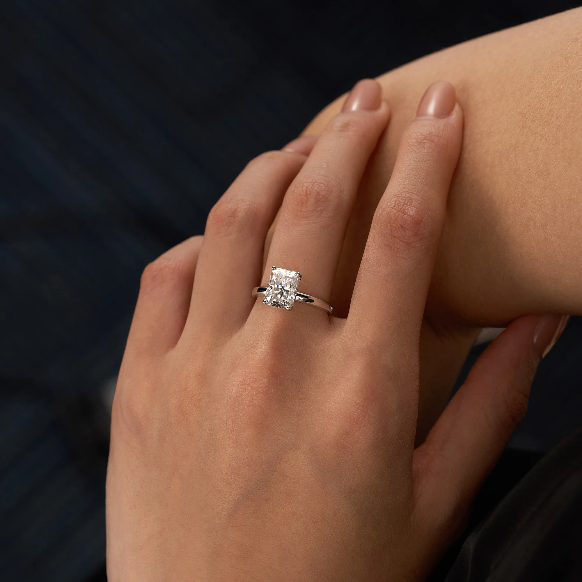 Hidden Halo Radiant Engagement Ring - Image 12