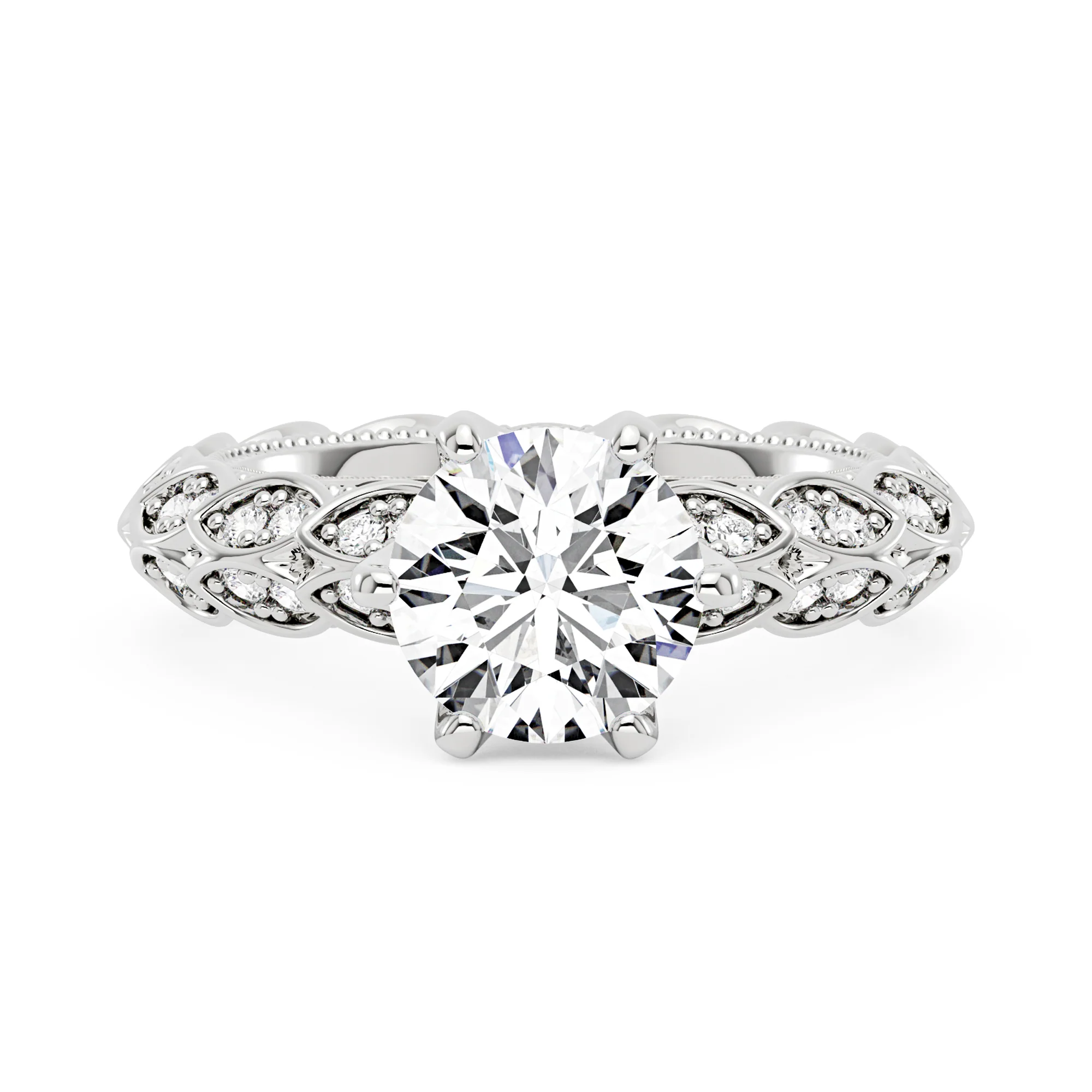 Luxury Band Solitaire Moissanite Engagement Ring