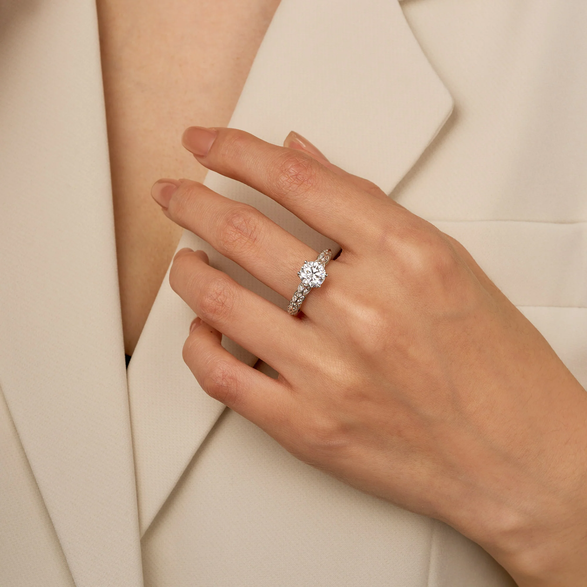 Luxury Band Solitaire Moissanite Engagement Ring - Image 11