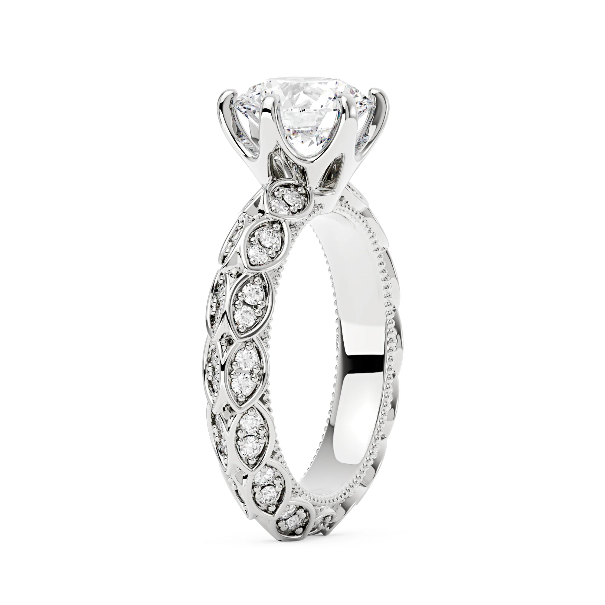 Luxury Band Solitaire Moissanite Engagement Ring - Image 2