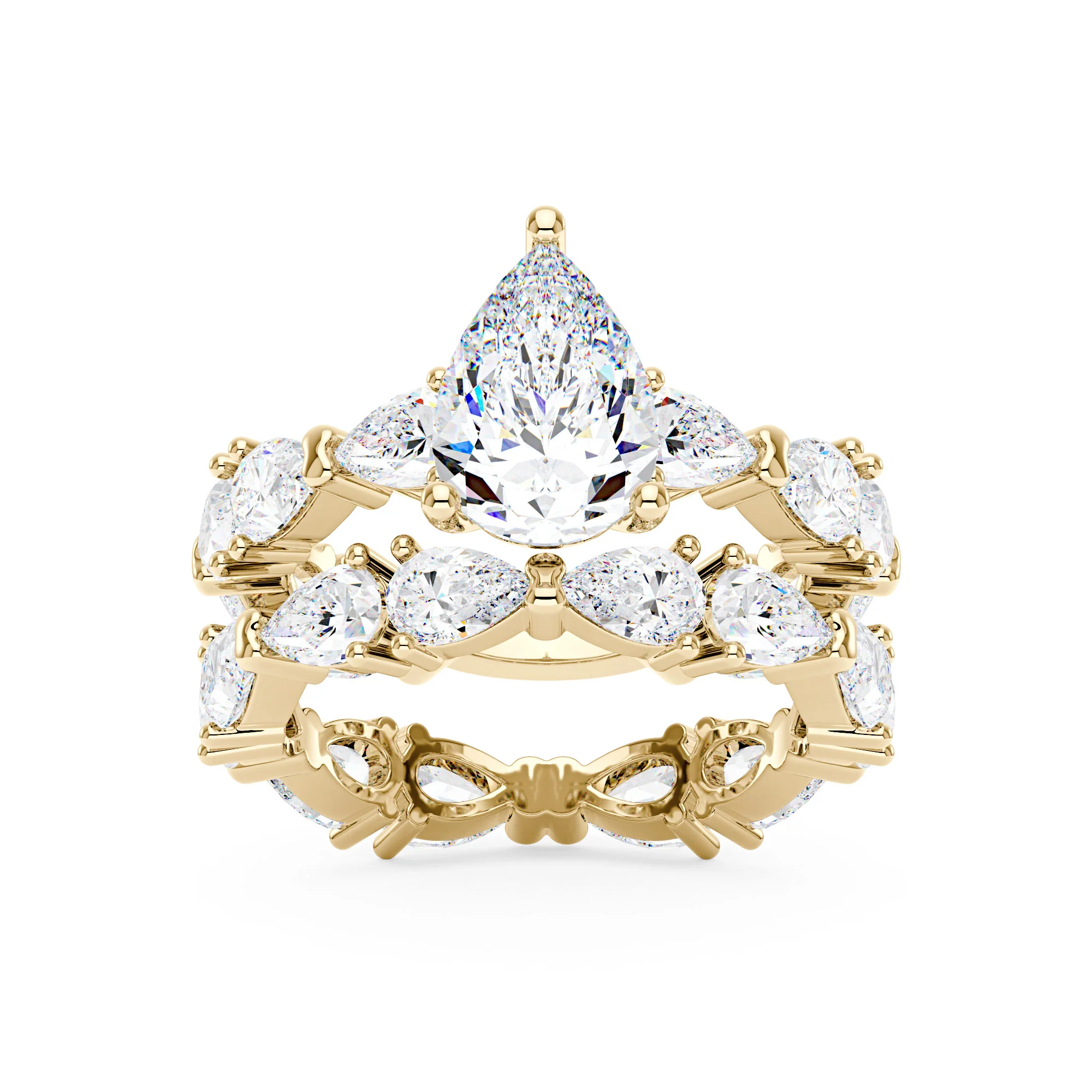 Luxury Pear Shaped Moissanite Bridal Ring Set - Image 4