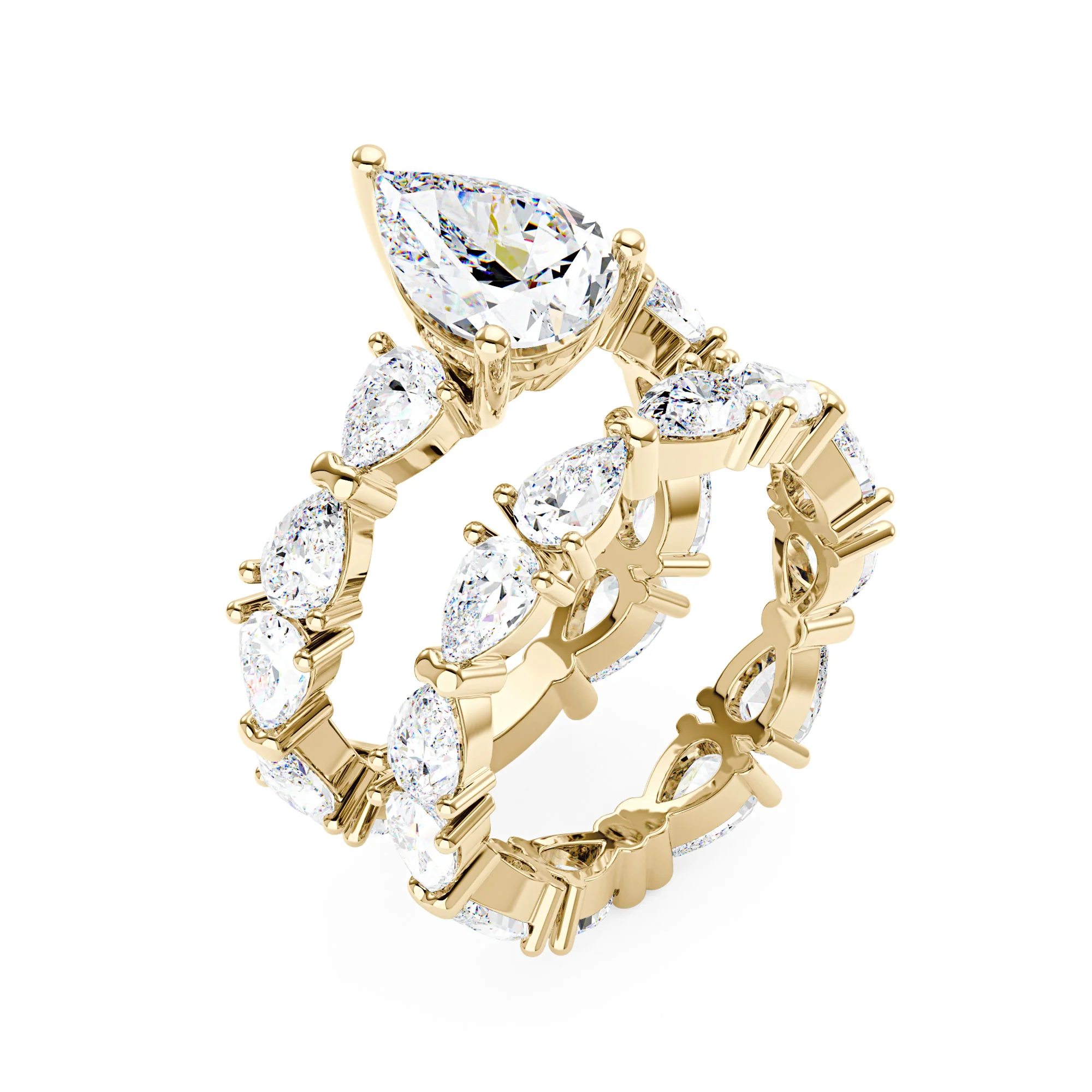 Luxury Pear Shaped Moissanite Bridal Ring Set - Image 6