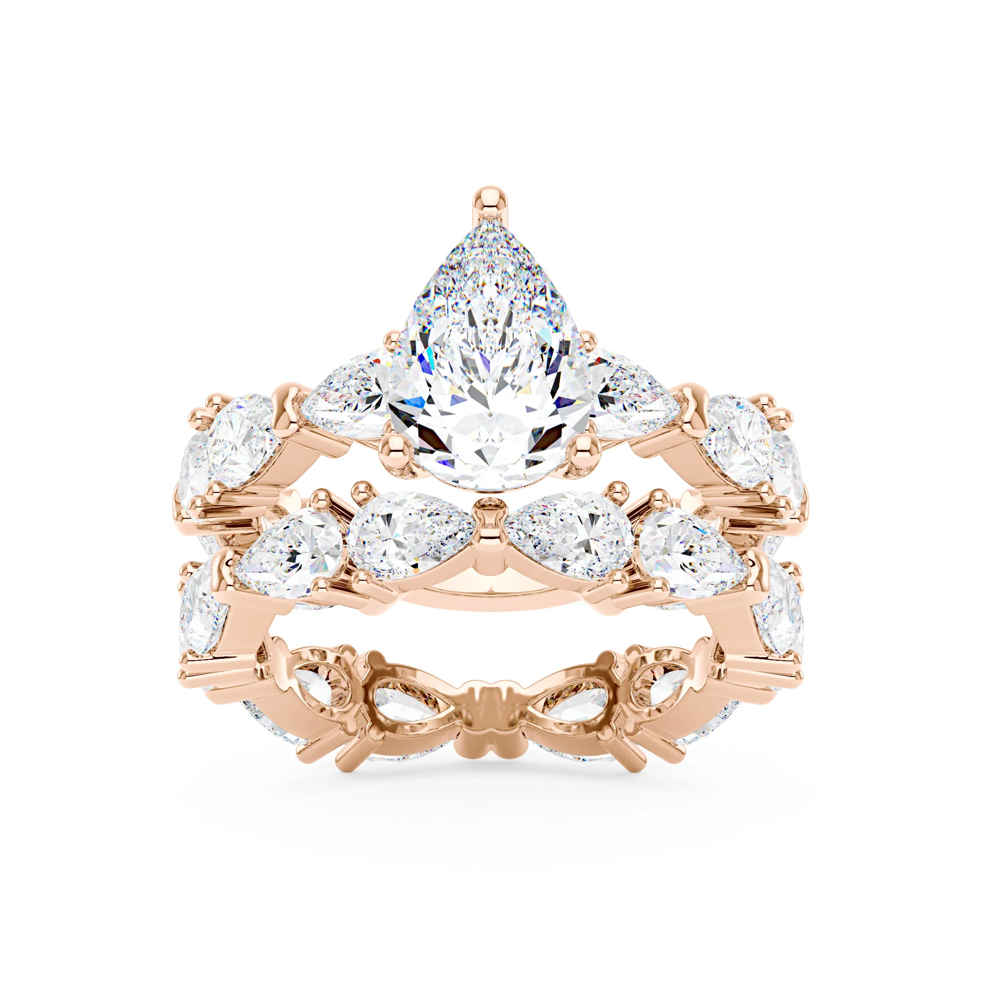 Luxury Pear Shaped Moissanite Bridal Ring Set - Image 7