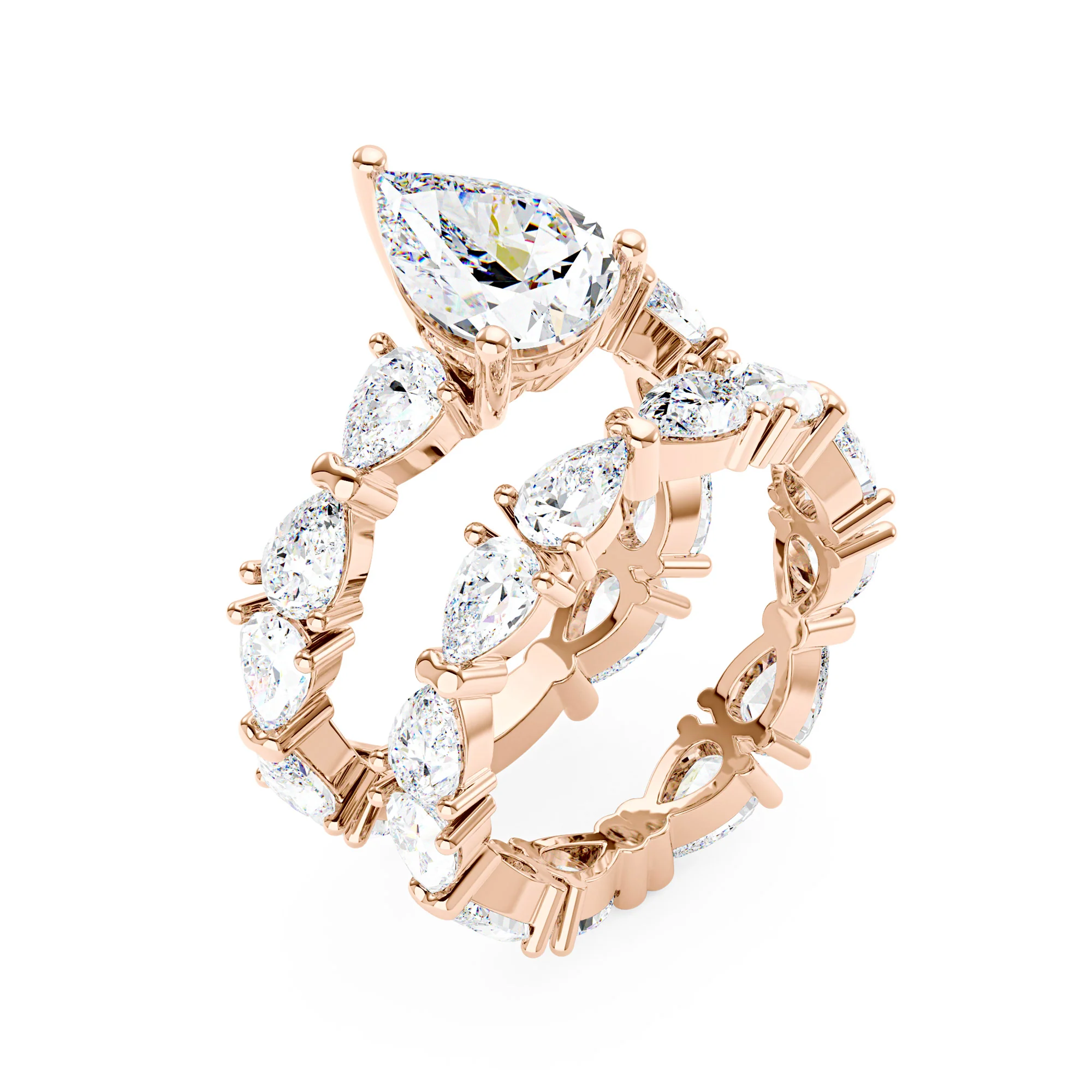 Luxury Pear Shaped Moissanite Bridal Ring Set - Image 9