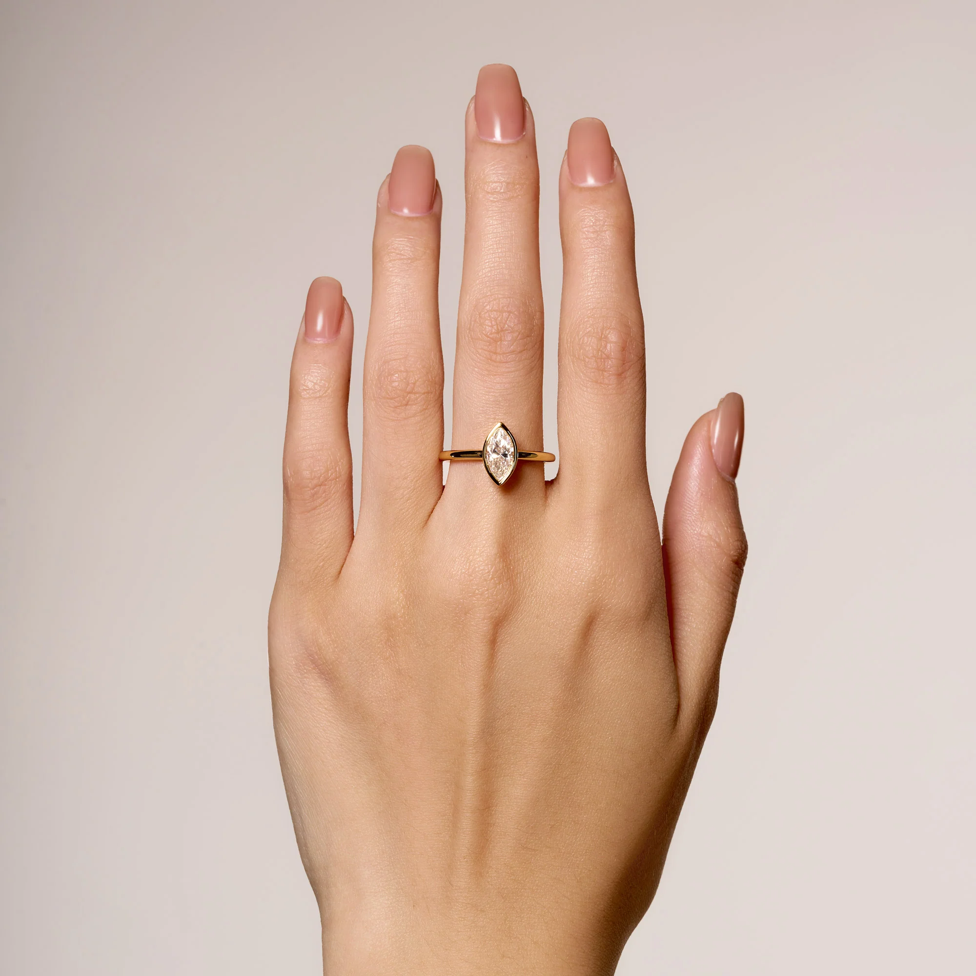 Marquise Cut Moissanite Bezel Ring - Image 12