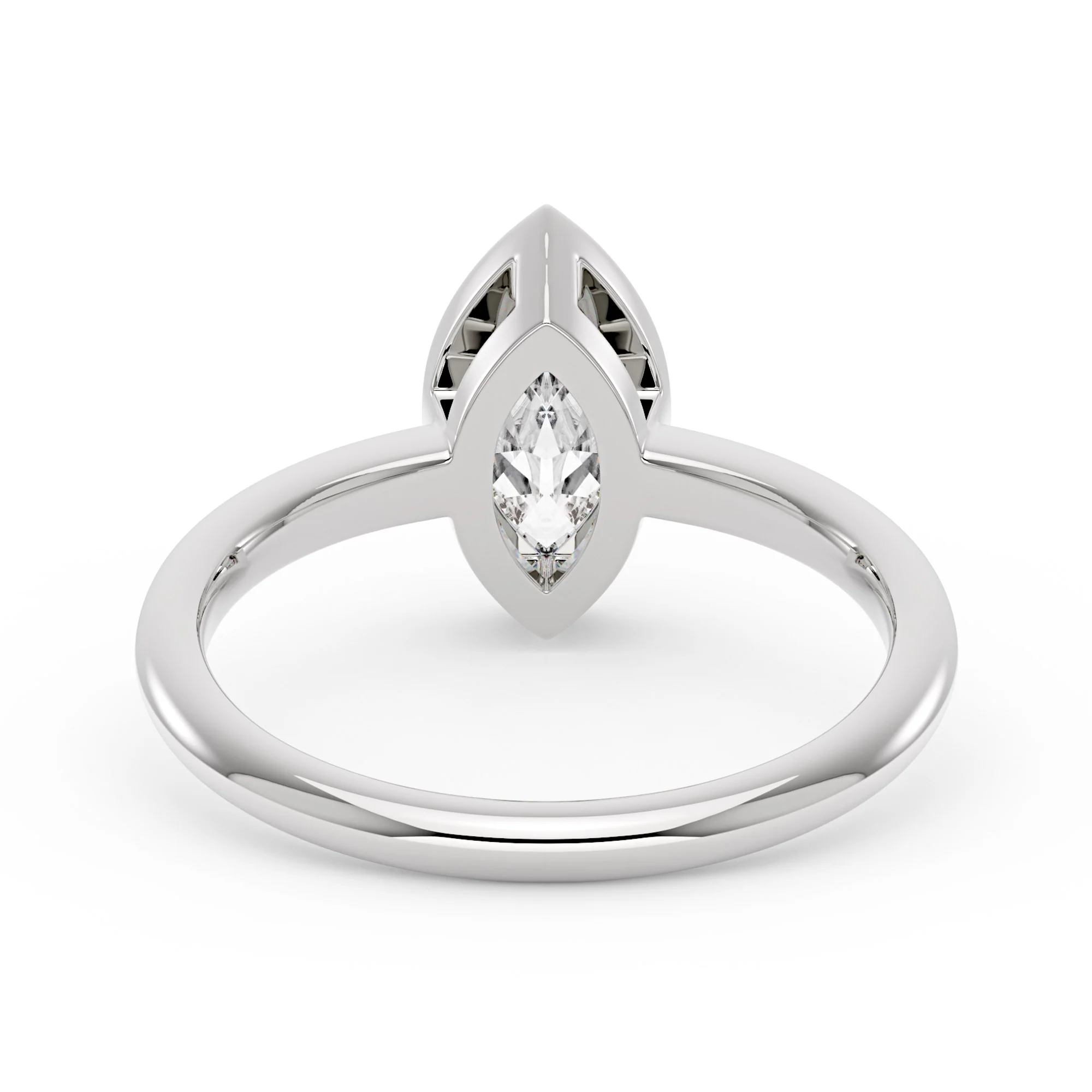 Marquise Cut Moissanite Bezel Ring - Image 3