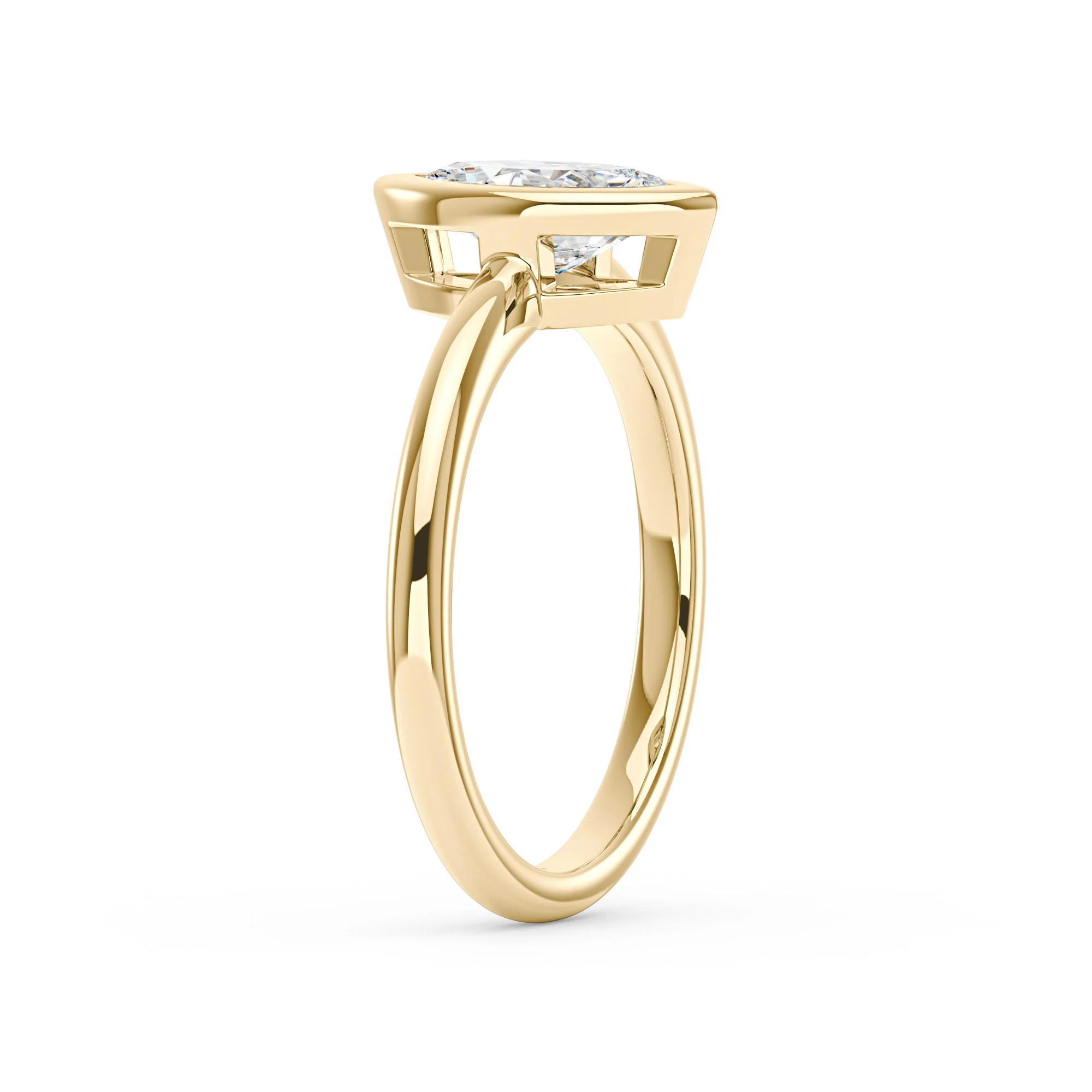 Marquise Cut Moissanite Bezel Ring - Image 5