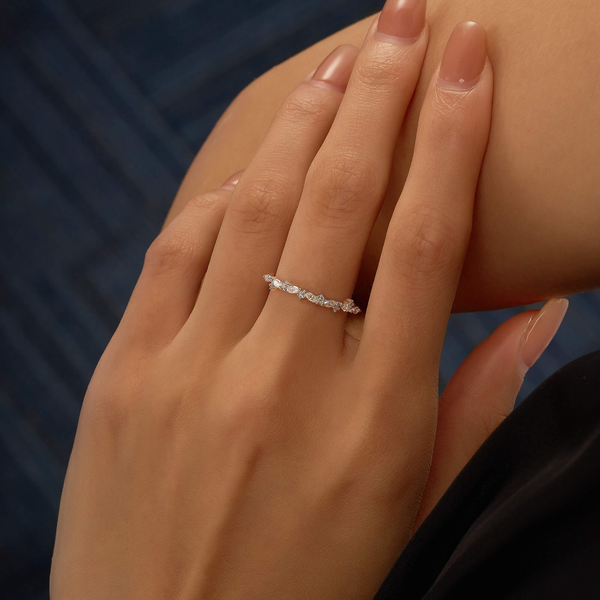 Nature Inspired Marquise Moissanite Half Eternity Band - Image 10