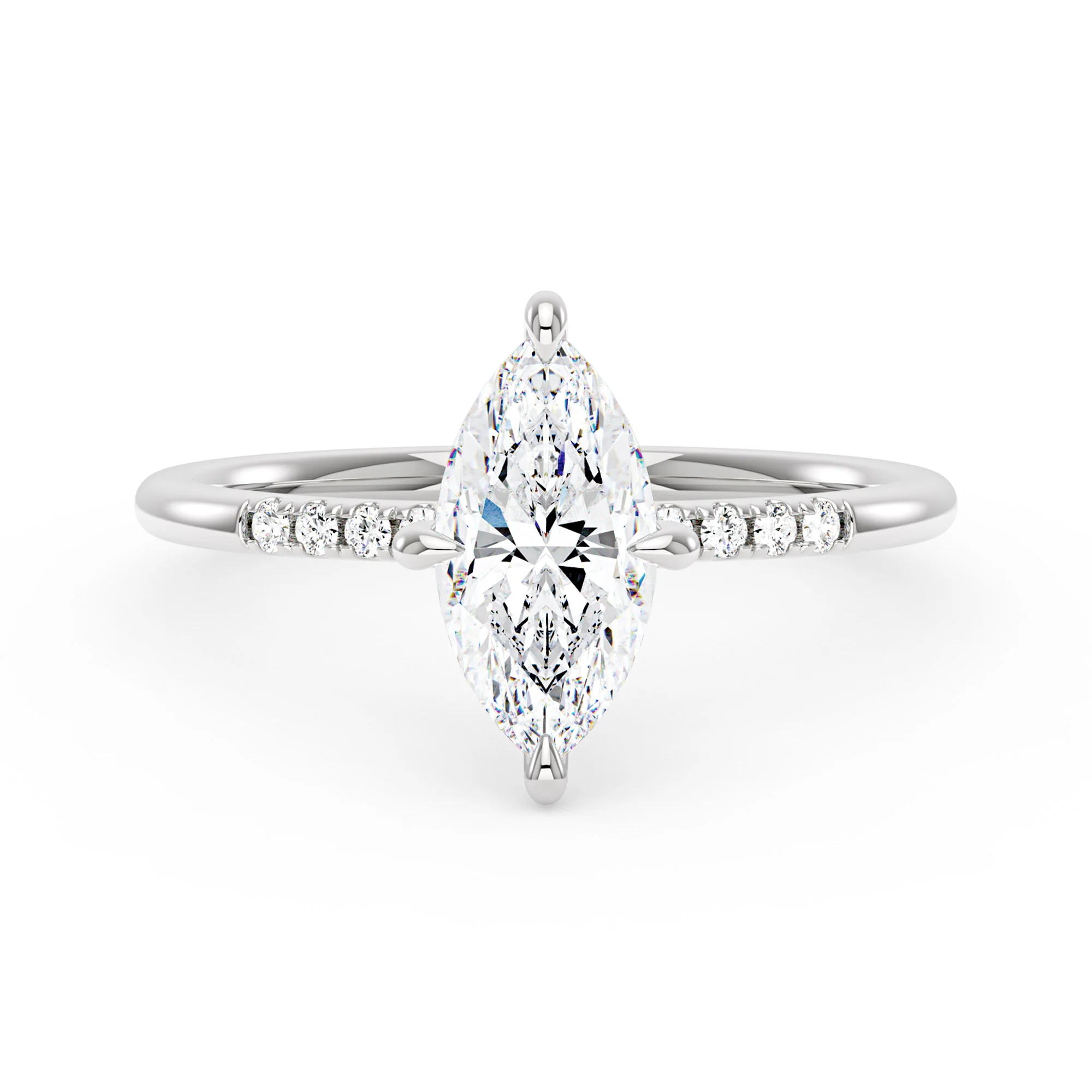 Marquise Cut Moissanite Engagement Ring and Curved Band Set - Image 5