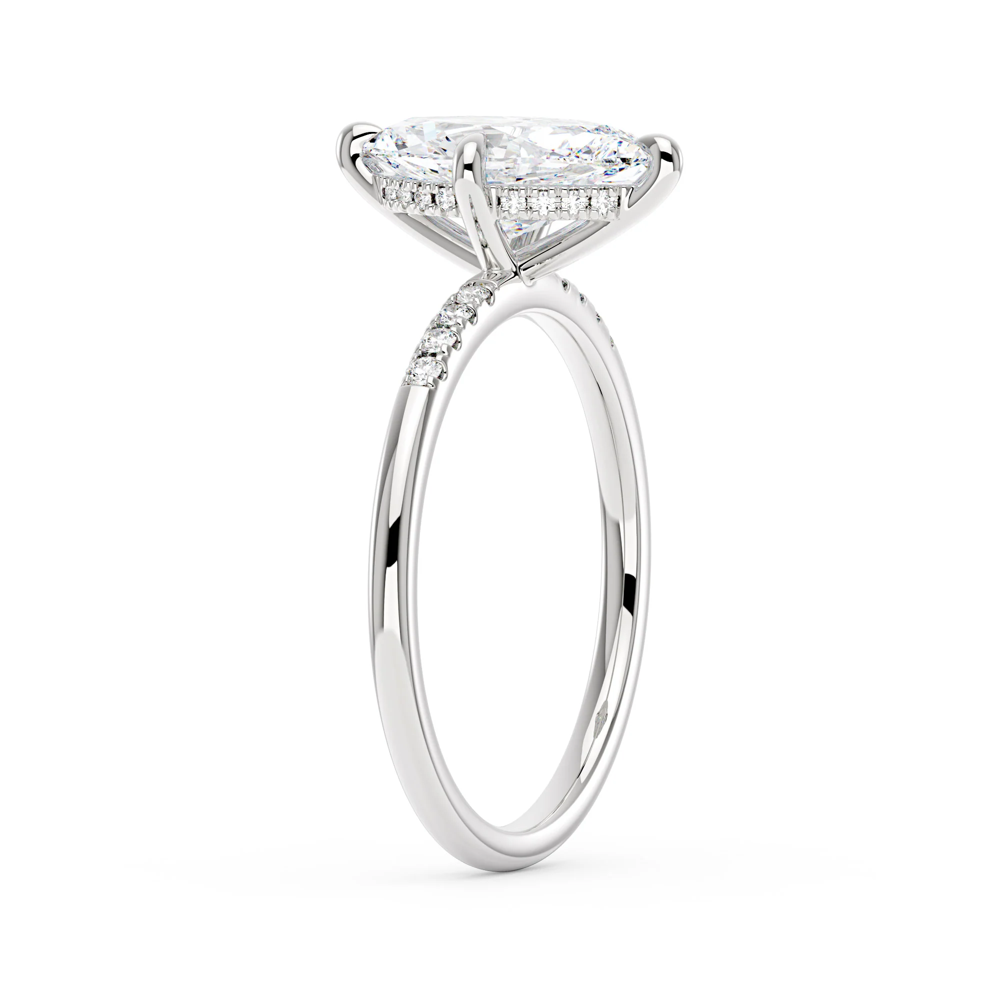 Marquise Cut Moissanite Engagement Ring and Curved Band Set - Image 6
