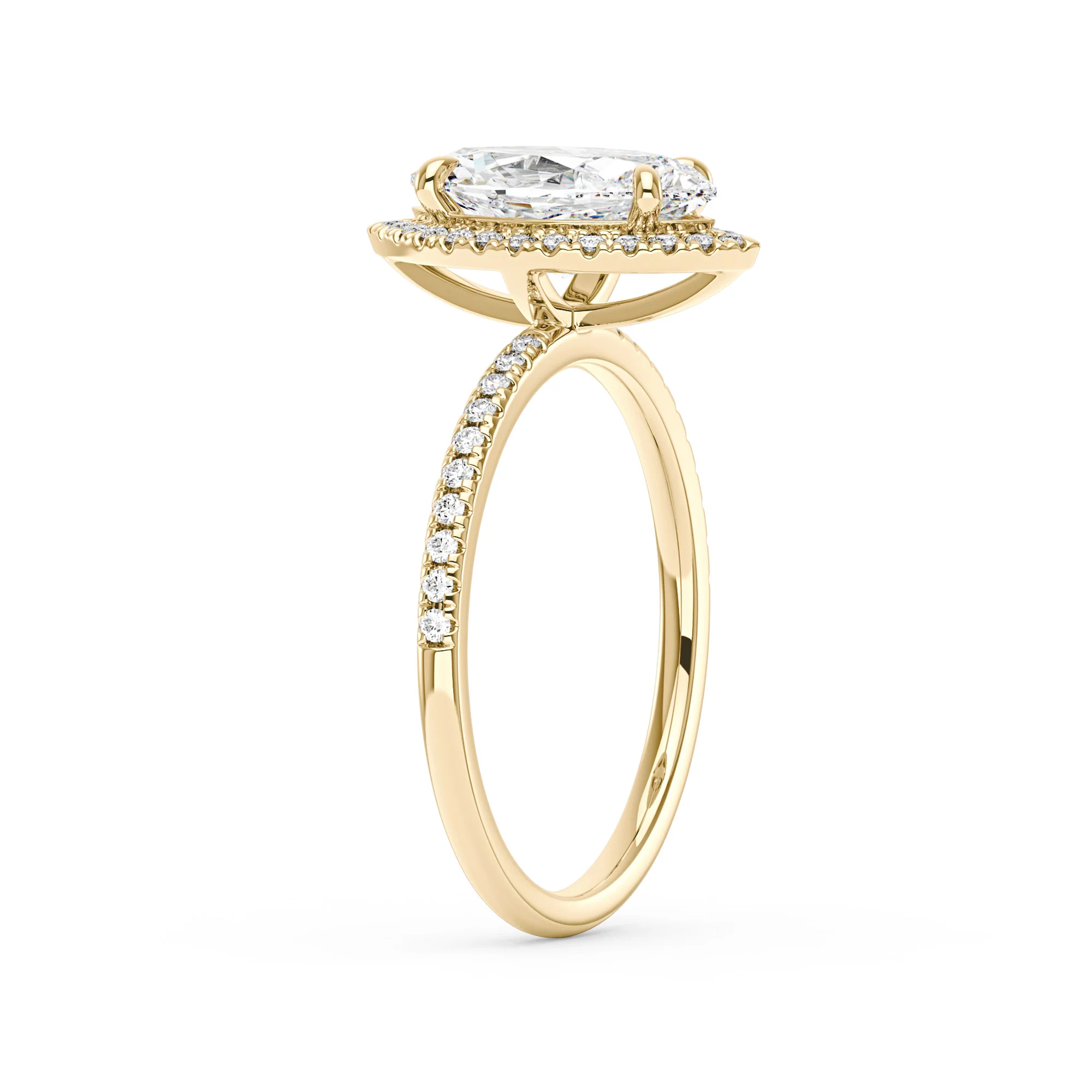 Marquise Halo Moissanite Engagement Ring with Pave Band - Image 5