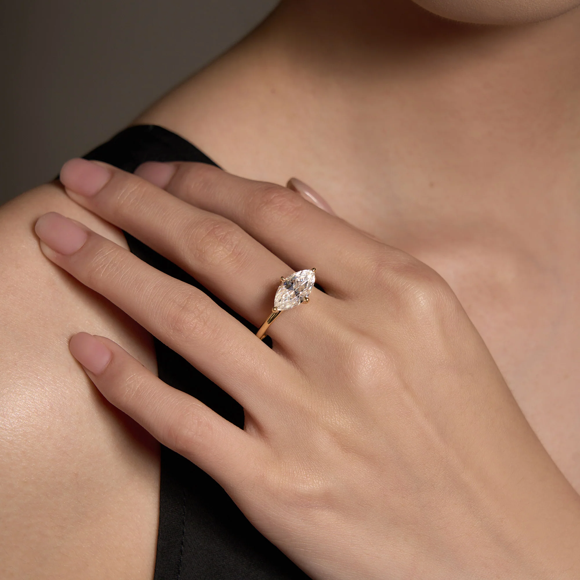 Marquise Moissanite East West Solitaire Ring - Image 10