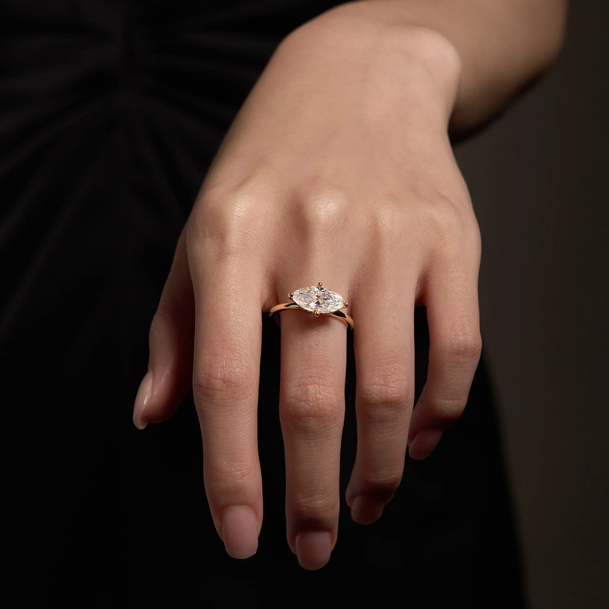 Marquise Moissanite East West Solitaire Ring - Image 11