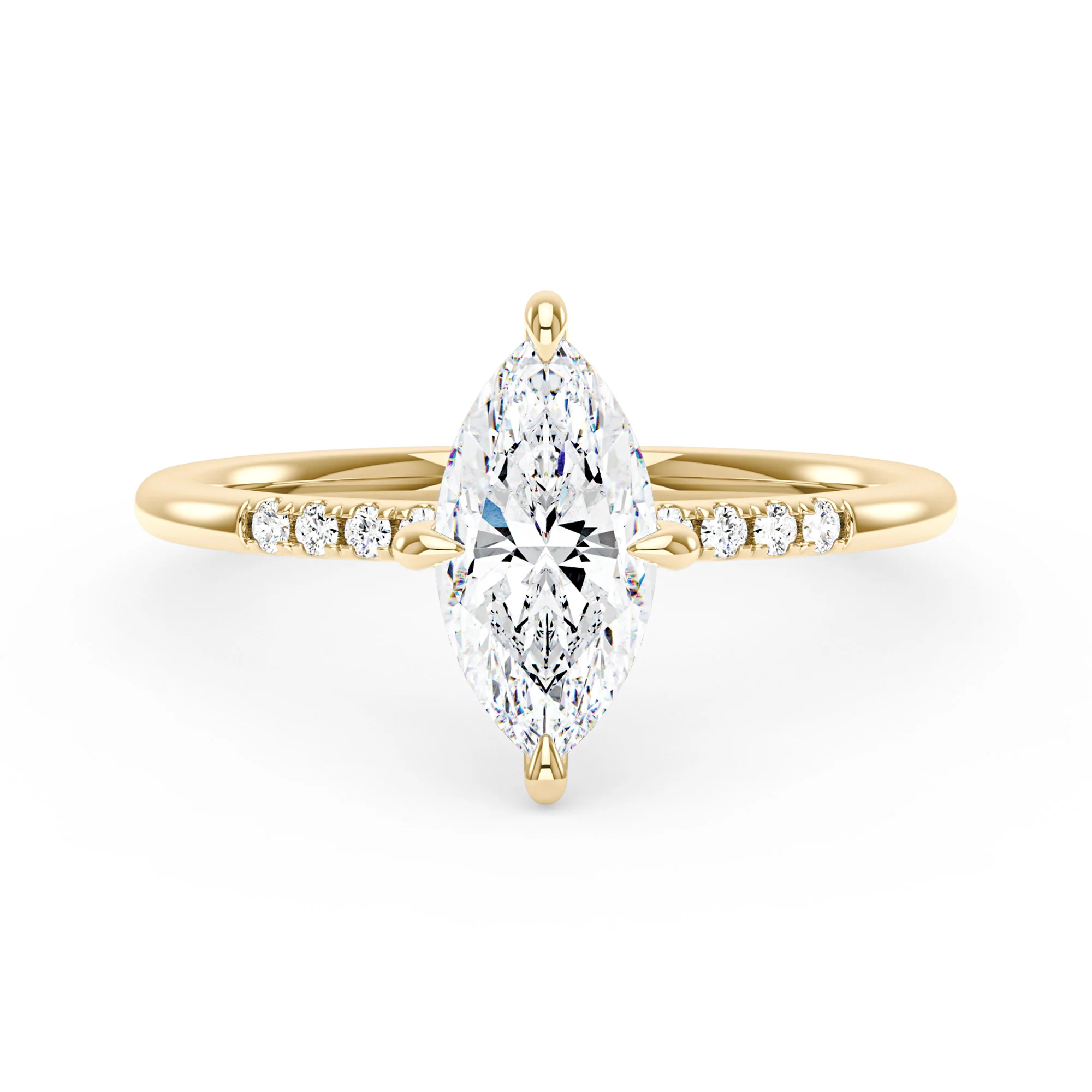 Marquise Moissanite Engagement Ring with Pave Band