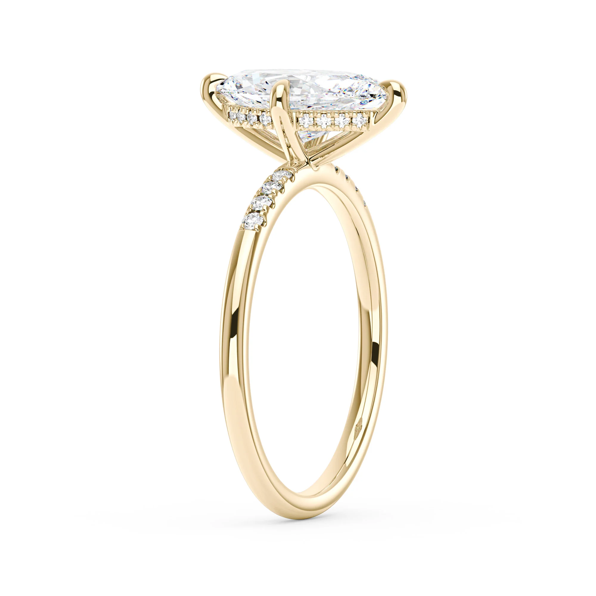 Marquise Moissanite Engagement Ring with Pave Band - Image 2