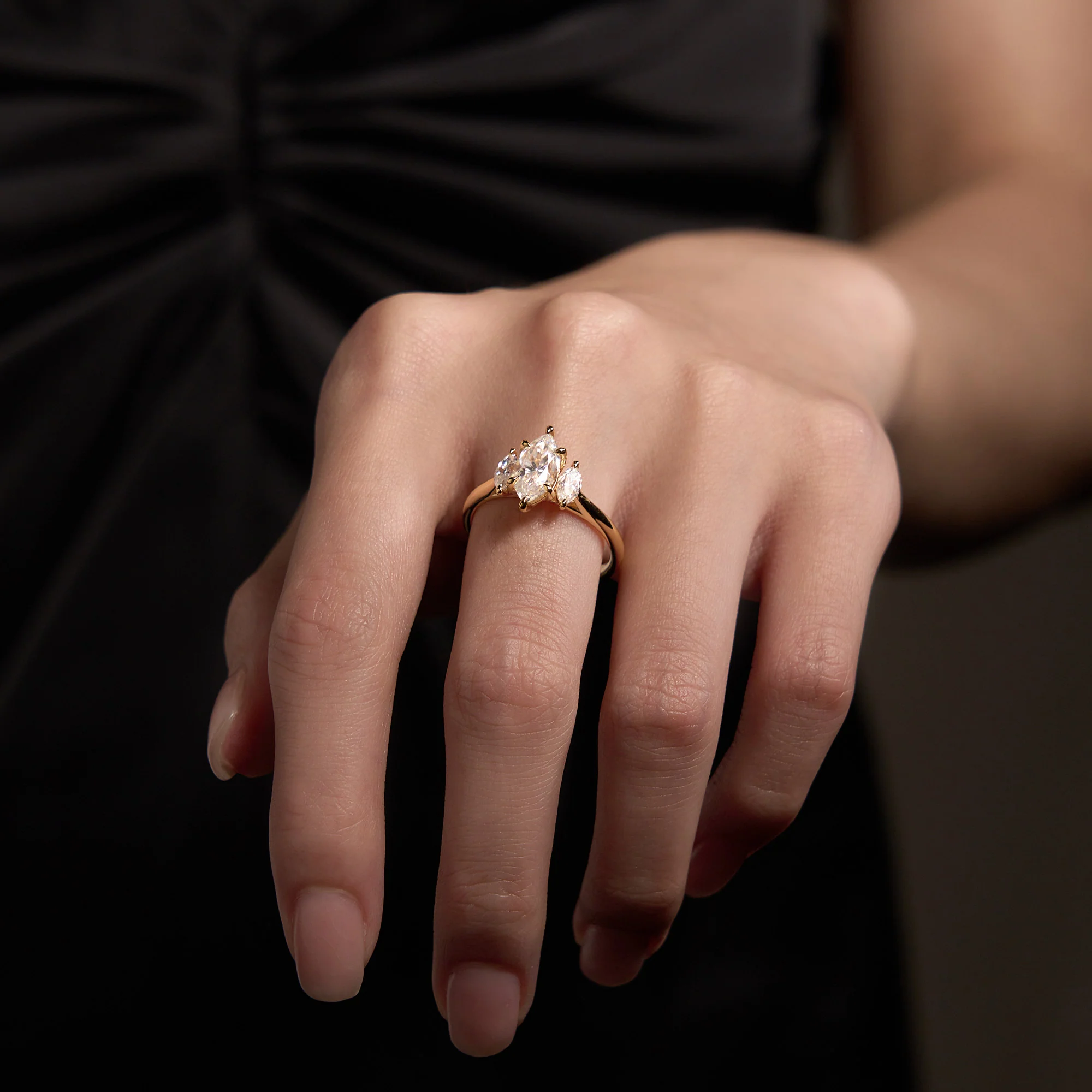 Marquise Moissanite Three Stone Ring - Image 12