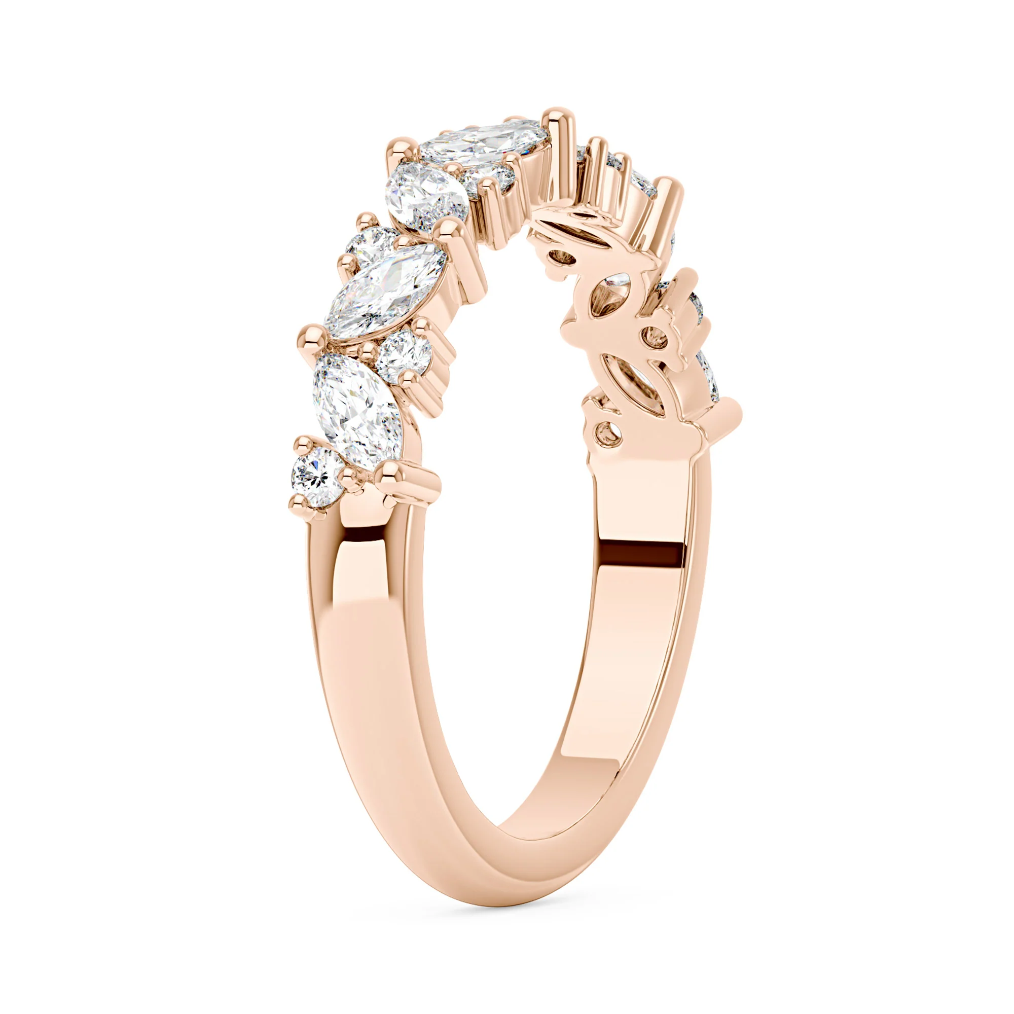 Marquise & Round Half Eternity Band Ring - Image 8