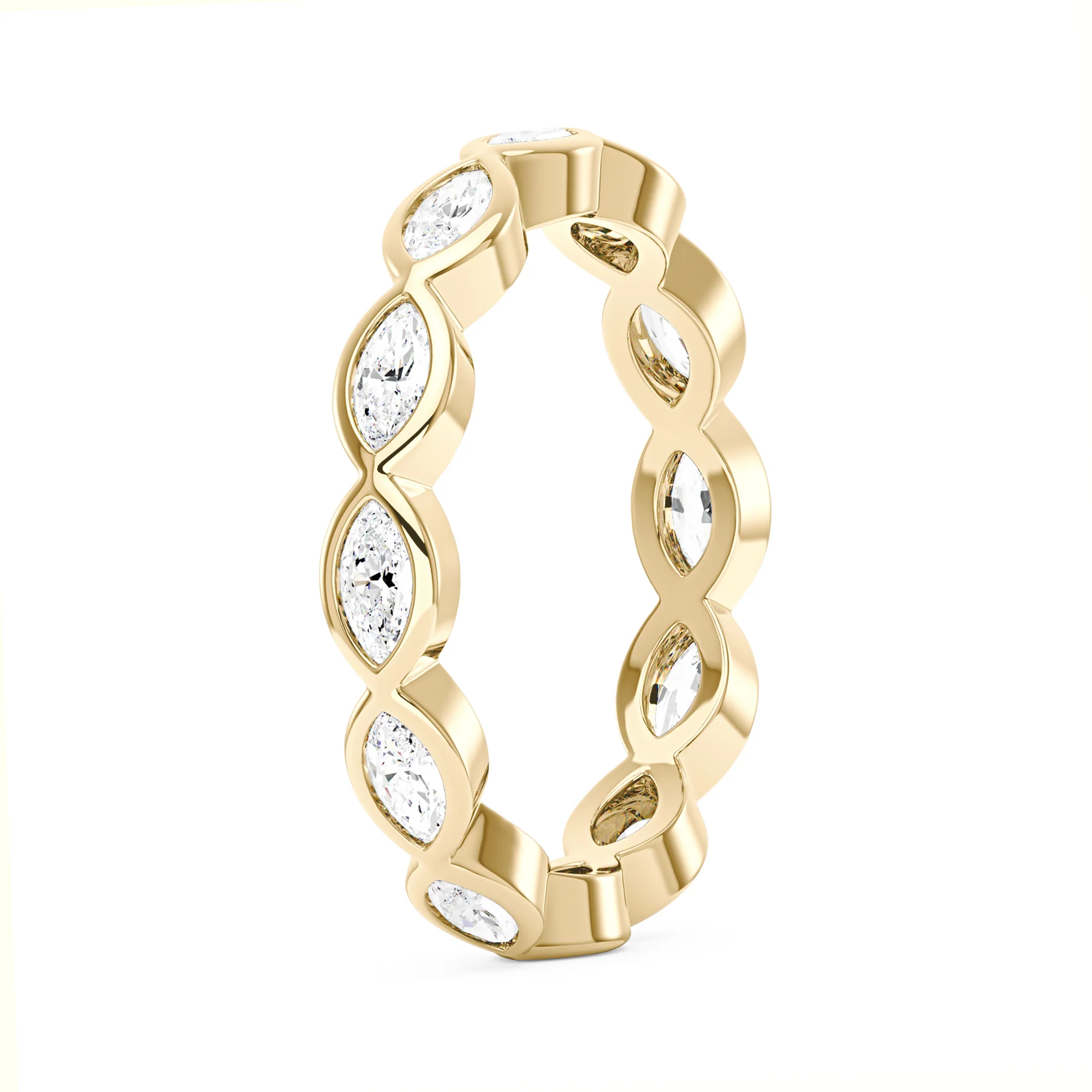Marquise Shaped Moissanite Bezel Eternity Band - Image 3