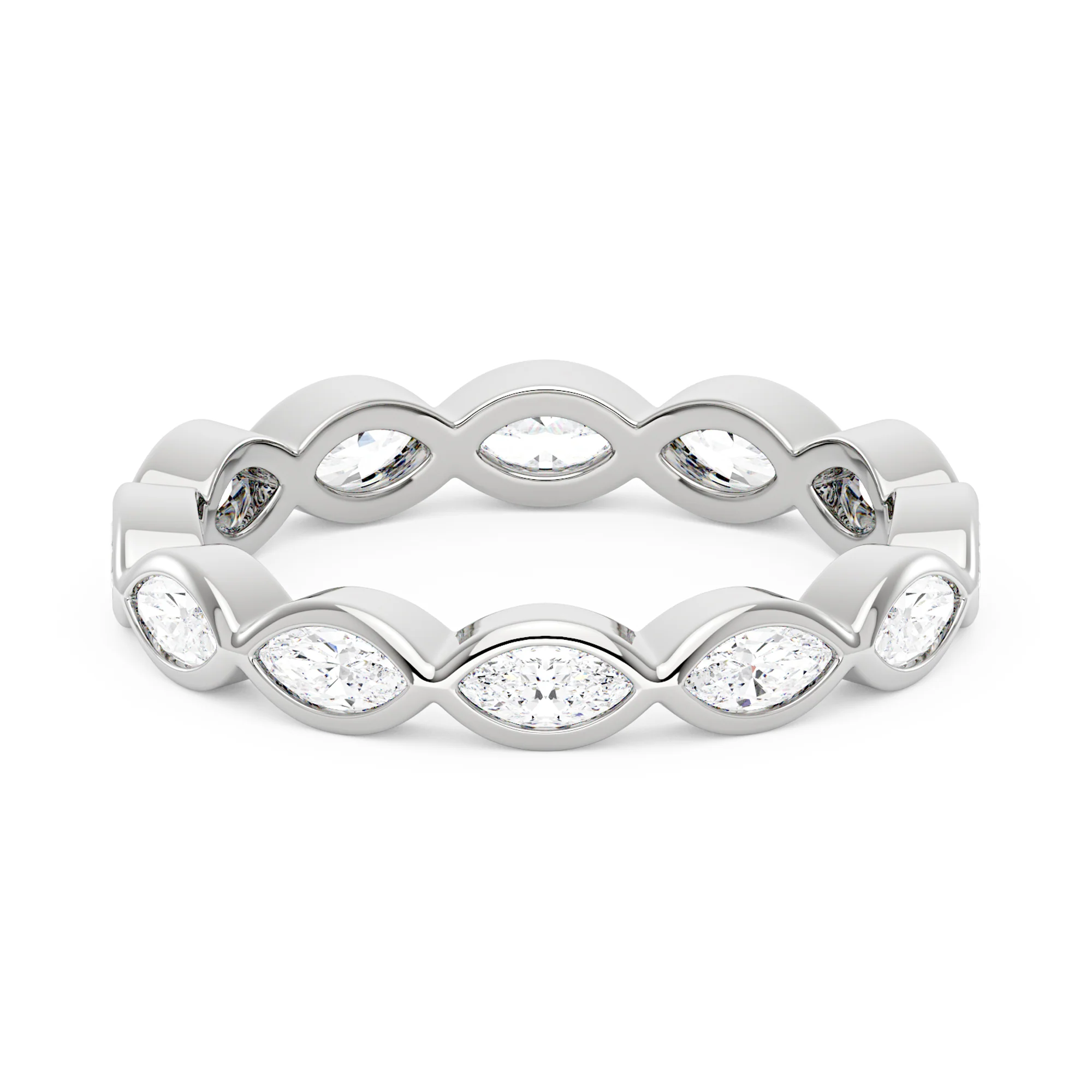 Marquise Shaped Moissanite Bezel Eternity Band - Image 5