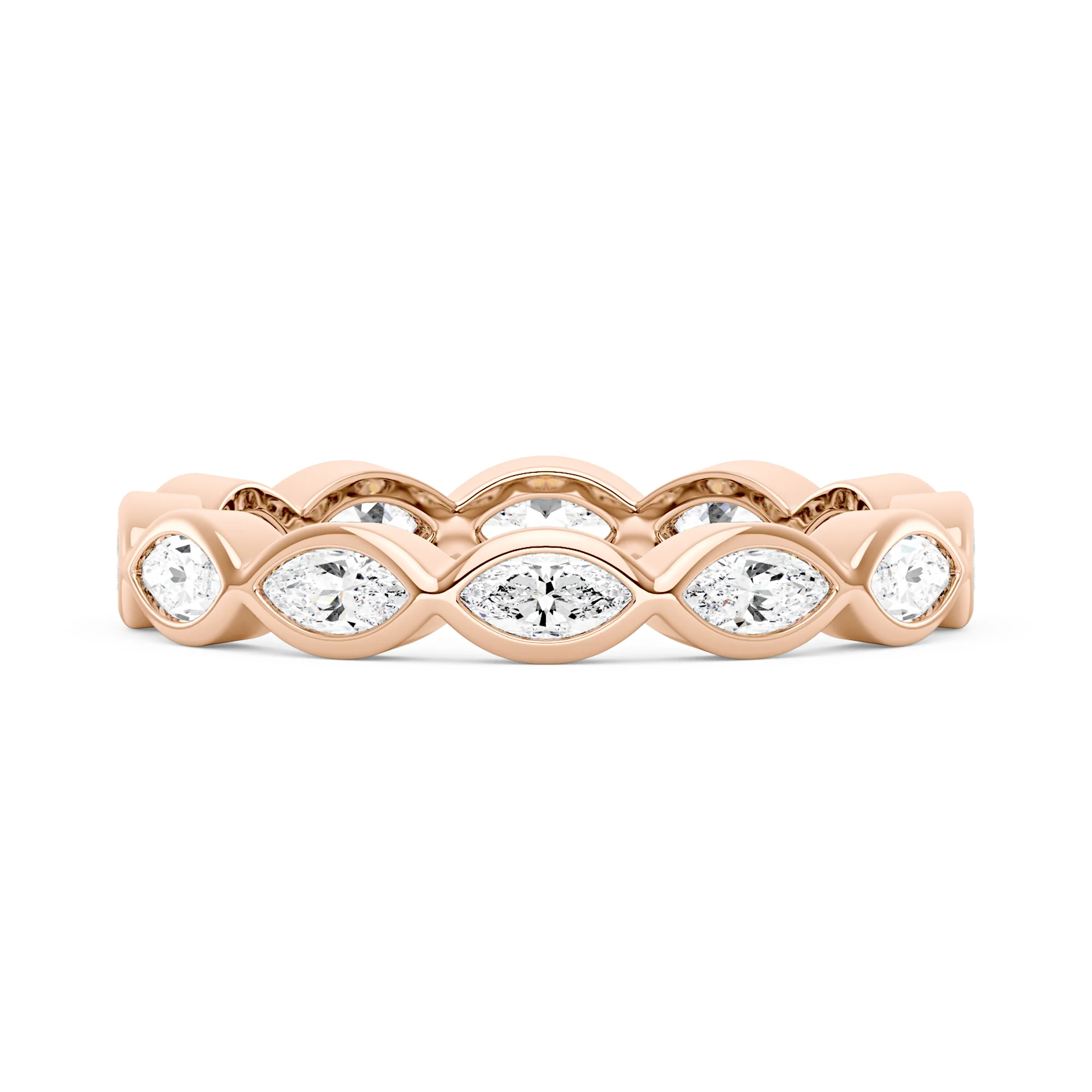 Marquise Shaped Moissanite Bezel Eternity Band - Image 7
