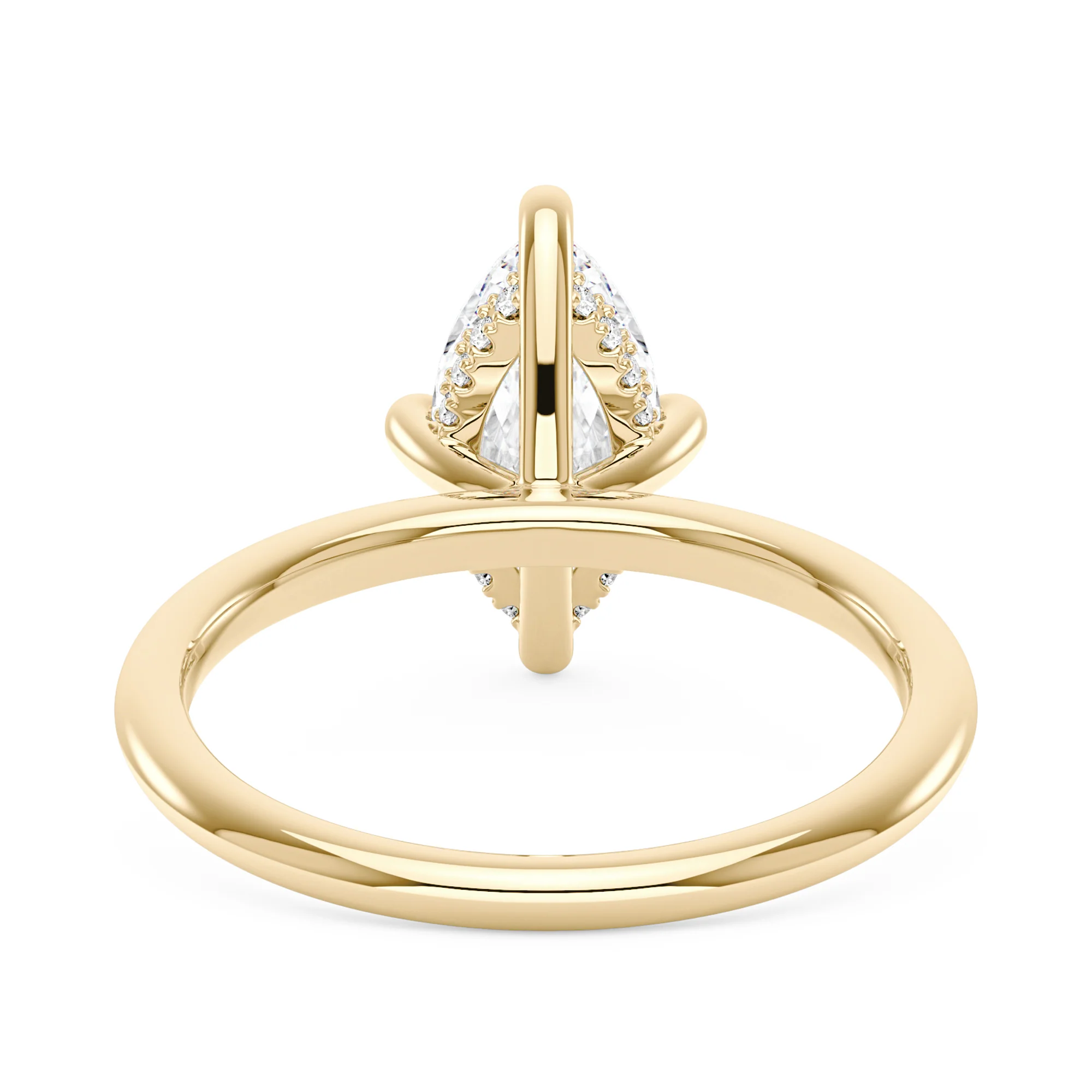 Marquise Shaped Moissanite Solitaire Ring with Hidden Halo - Image 3