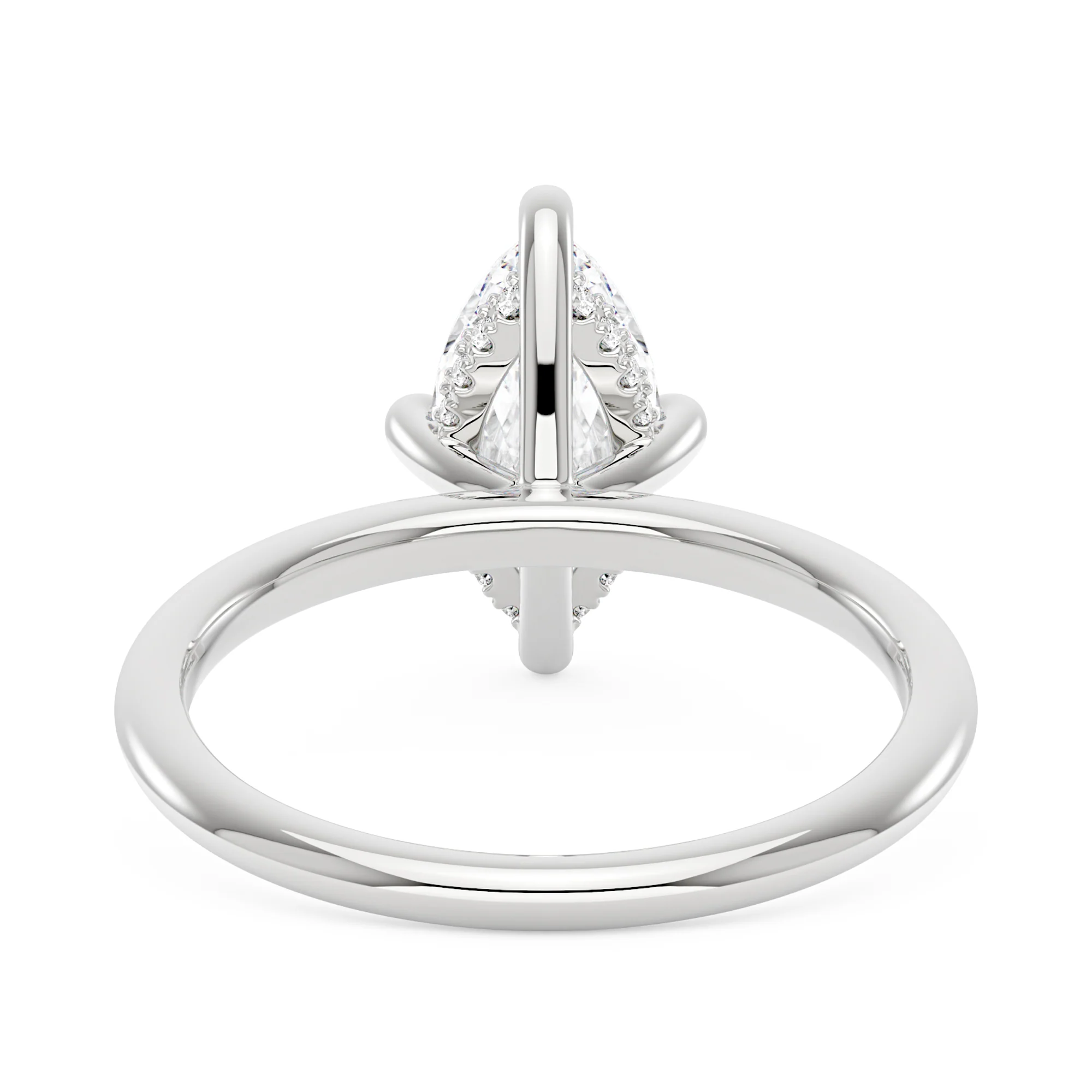 Marquise Shaped Moissanite Solitaire Ring with Hidden Halo - Image 6