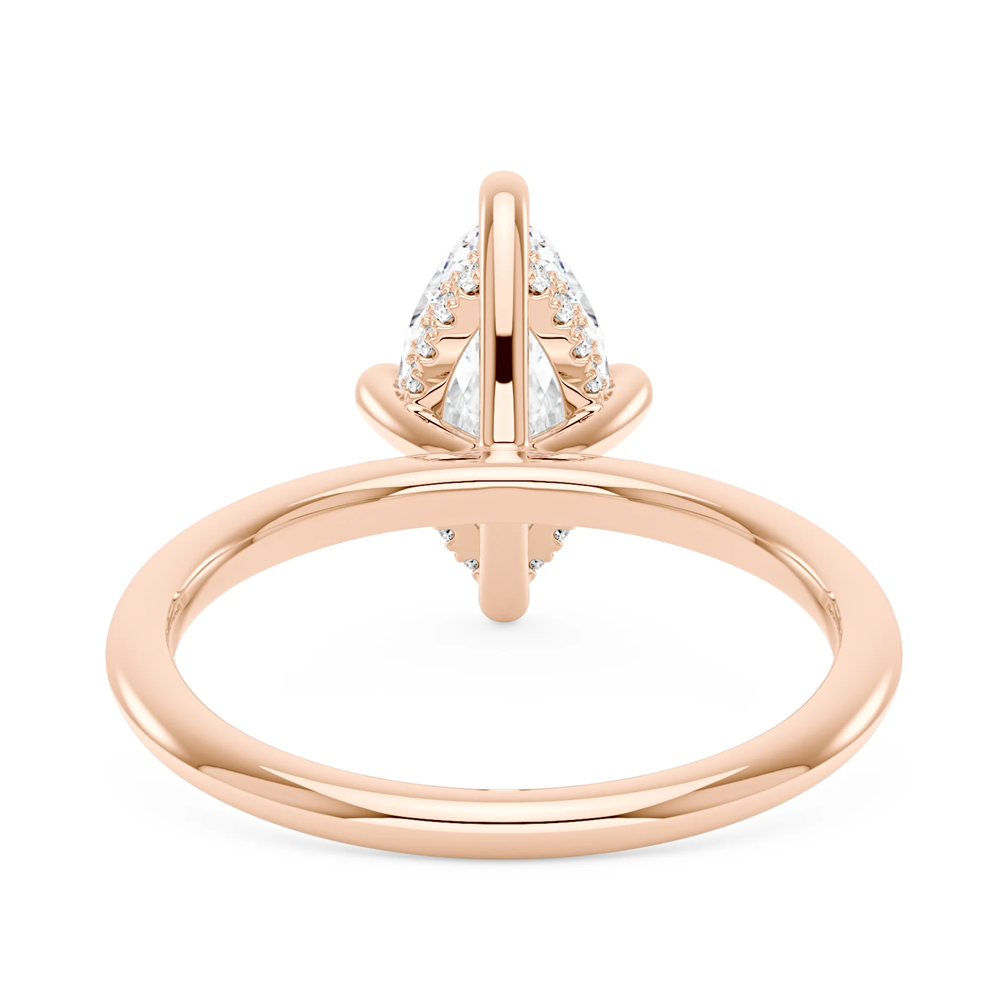 Marquise Shaped Moissanite Solitaire Ring with Hidden Halo - Image 9