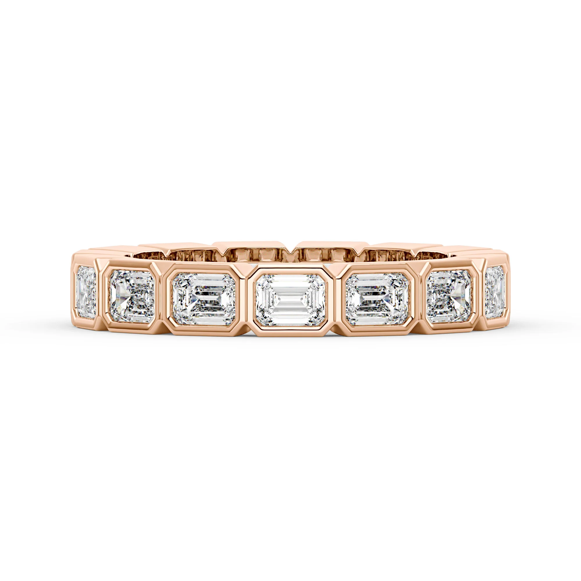 Modern Emerald Cut Moissanite Bezel Eternity Band - Image 7