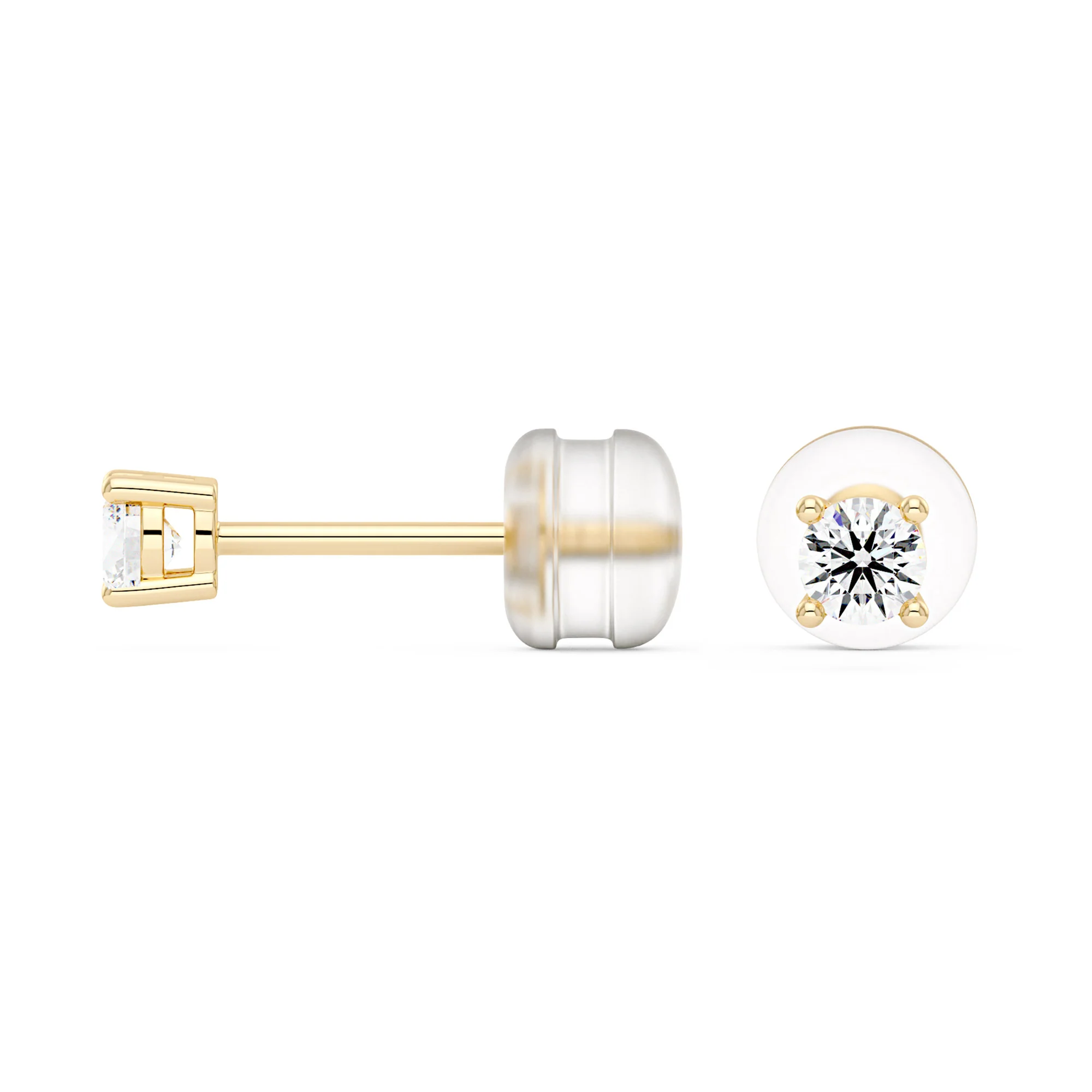0.2 Carat Moissanite 4-Prong Basket Setting Stud Earrings in 14K Gold - Image 3