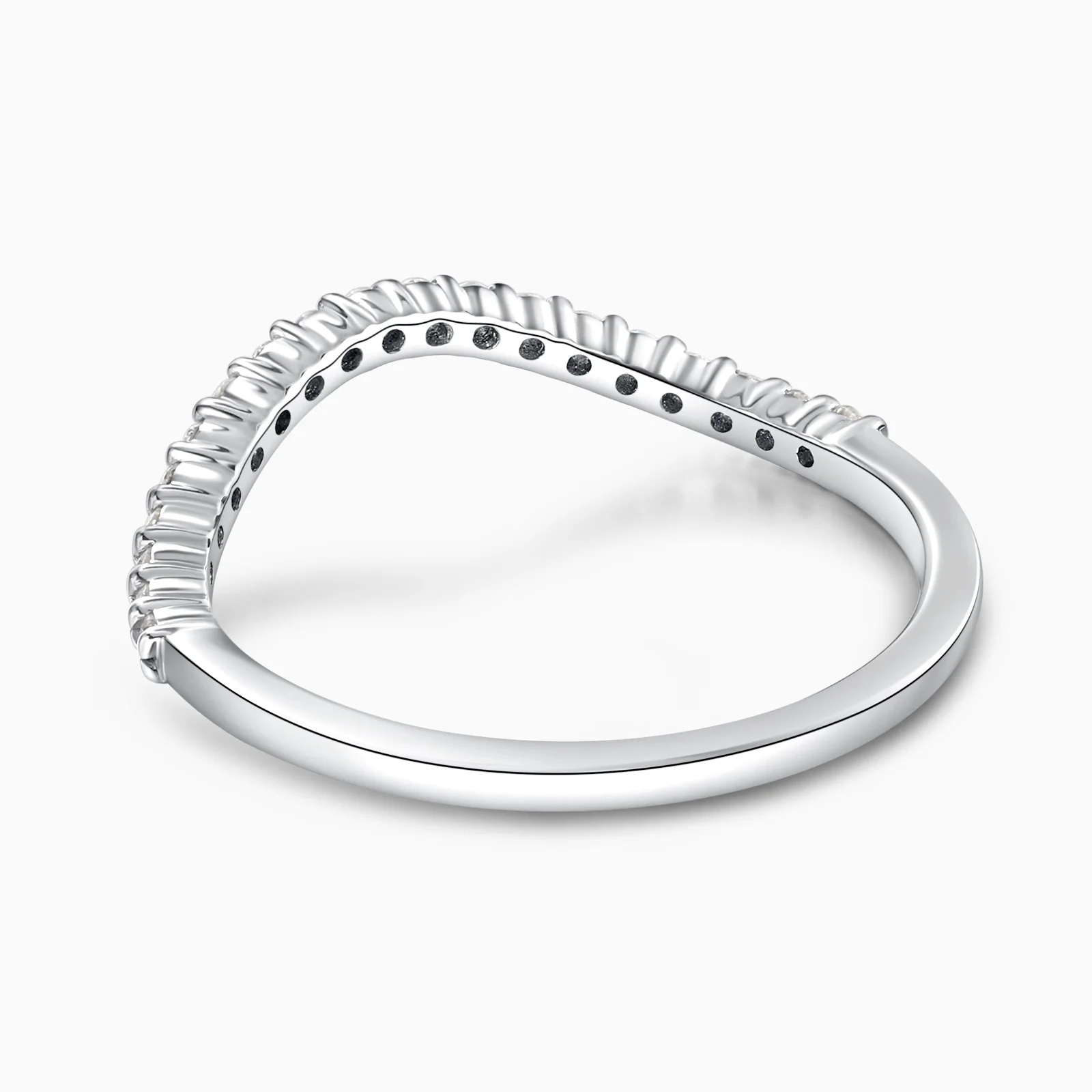 Moissanite Arched Arc Pave Half Eternity Band - Image 3