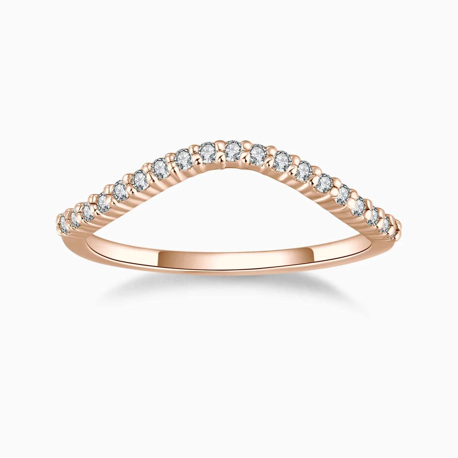 Moissanite Arched Arc Pave Half Eternity Band - Image 7