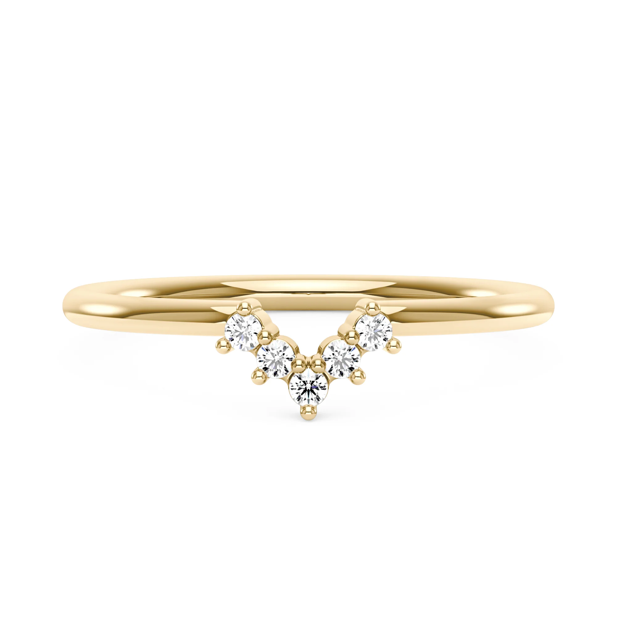 Arched Round 5 Stone Moissanite Wedding Band - Image 4