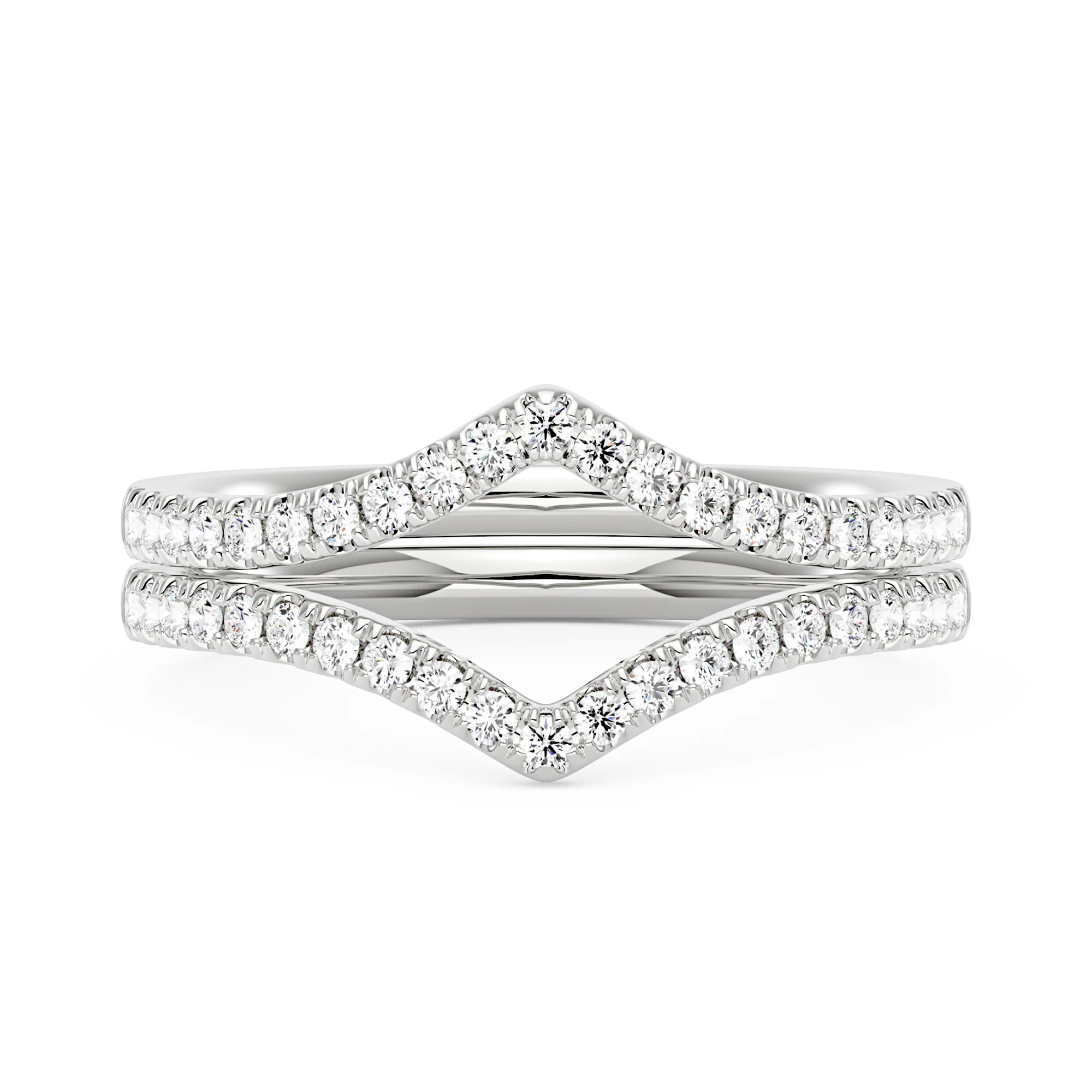 Art Deco Moissanite Pavé Stacking Eternity Ring Set - Image 3